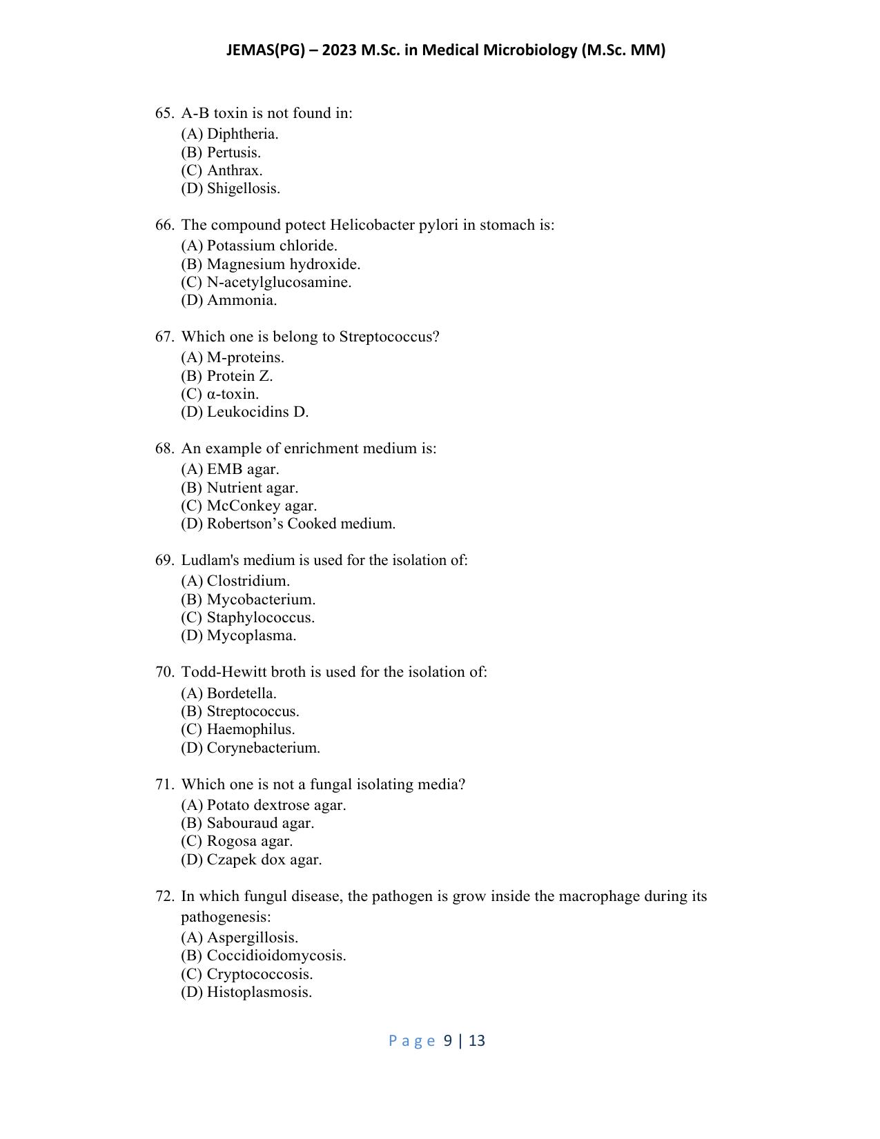 WB JEMAS (PG) M.Sc MM 2023 Question Paper - Page 10