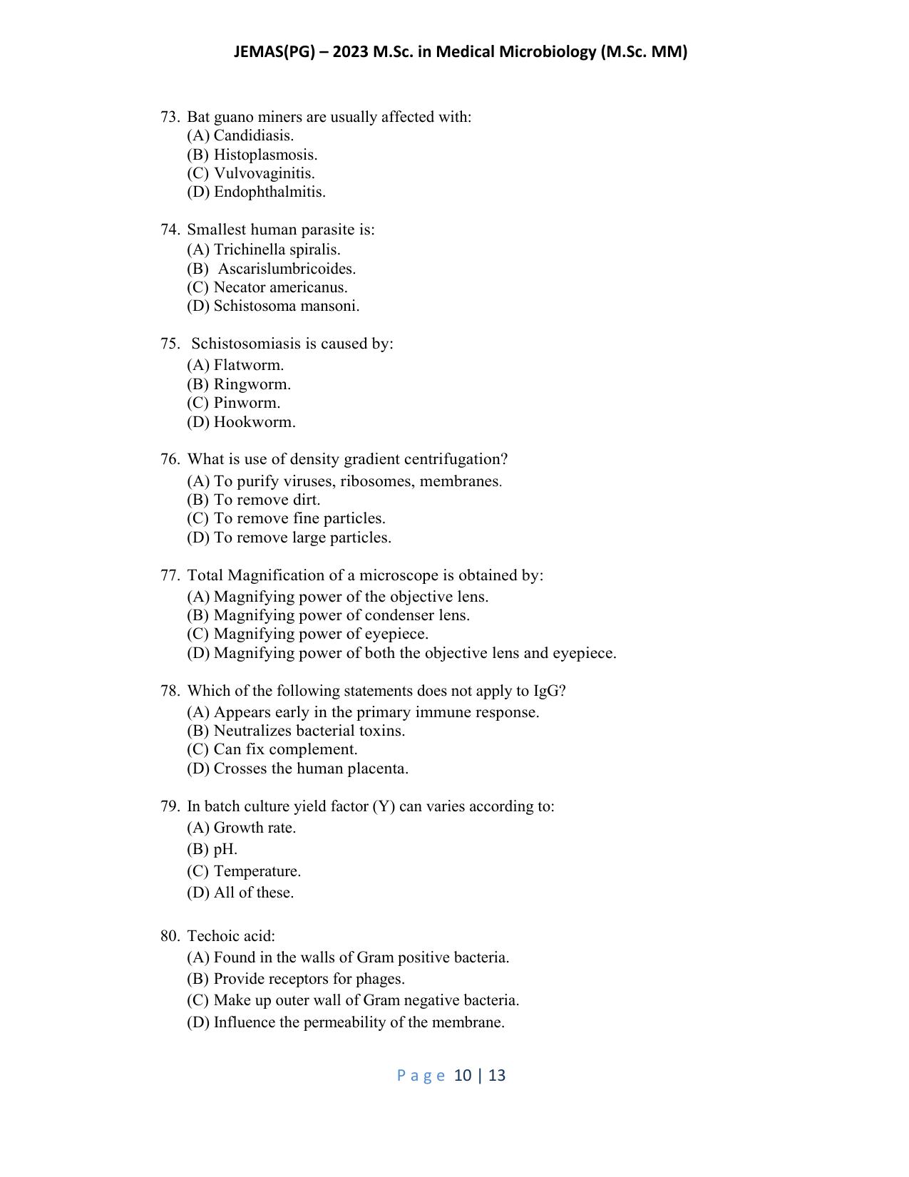 WB JEMAS (PG) M.Sc MM 2023 Question Paper - Page 11