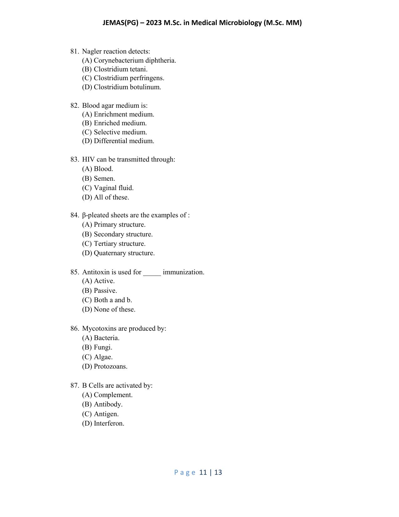 WB JEMAS (PG) M.Sc MM 2023 Question Paper - Page 12