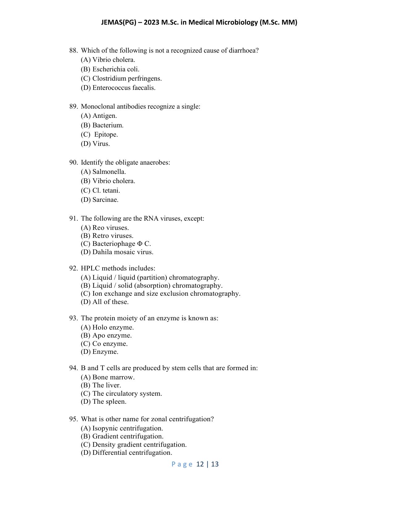 WB JEMAS (PG) M.Sc MM 2023 Question Paper - Page 13