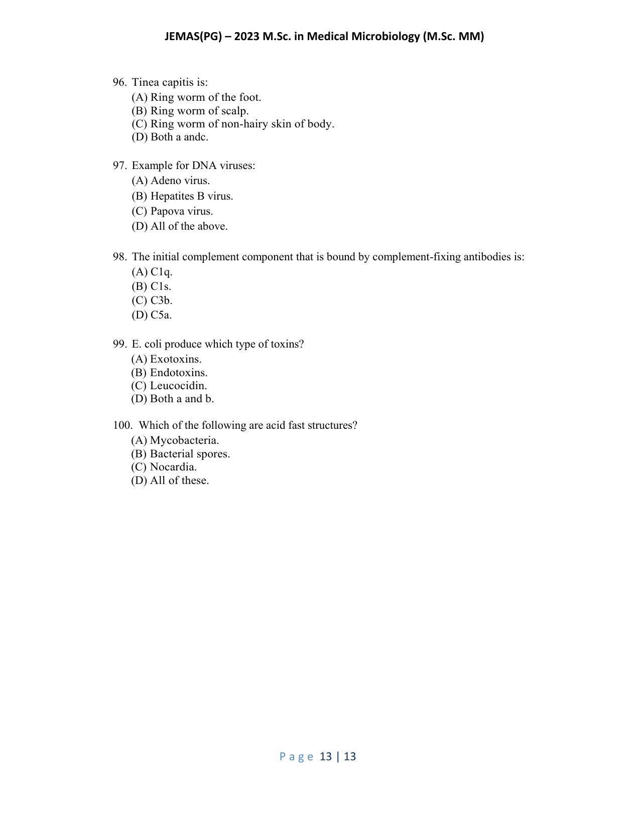 WB JEMAS (PG) M.Sc MM 2023 Question Paper - Page 14