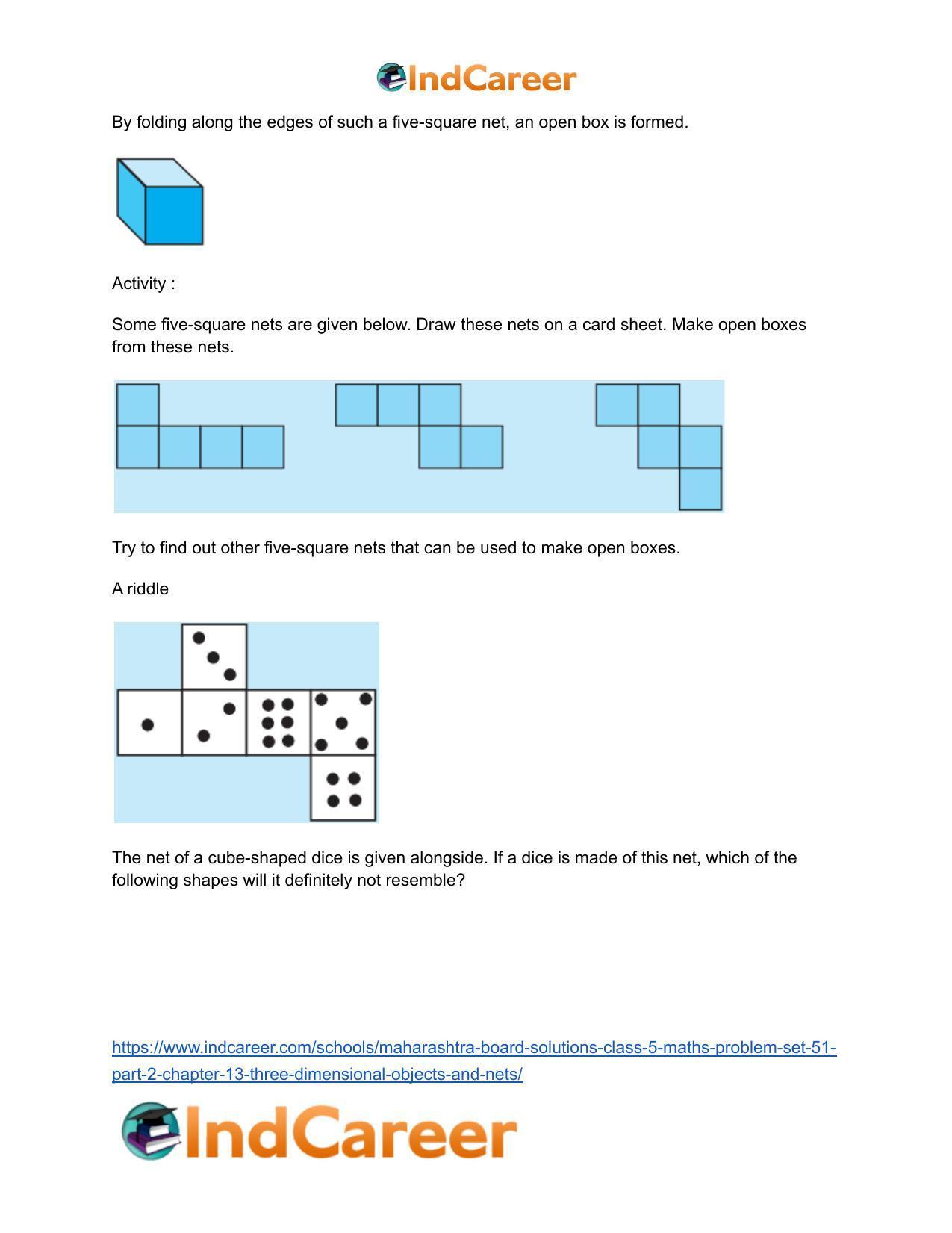 Maharashtra Board Solutions Class 5-Maths (Problem Set 51) - Part 2: Chapter 13- Three Dimensional Objects and Nets - Page 7