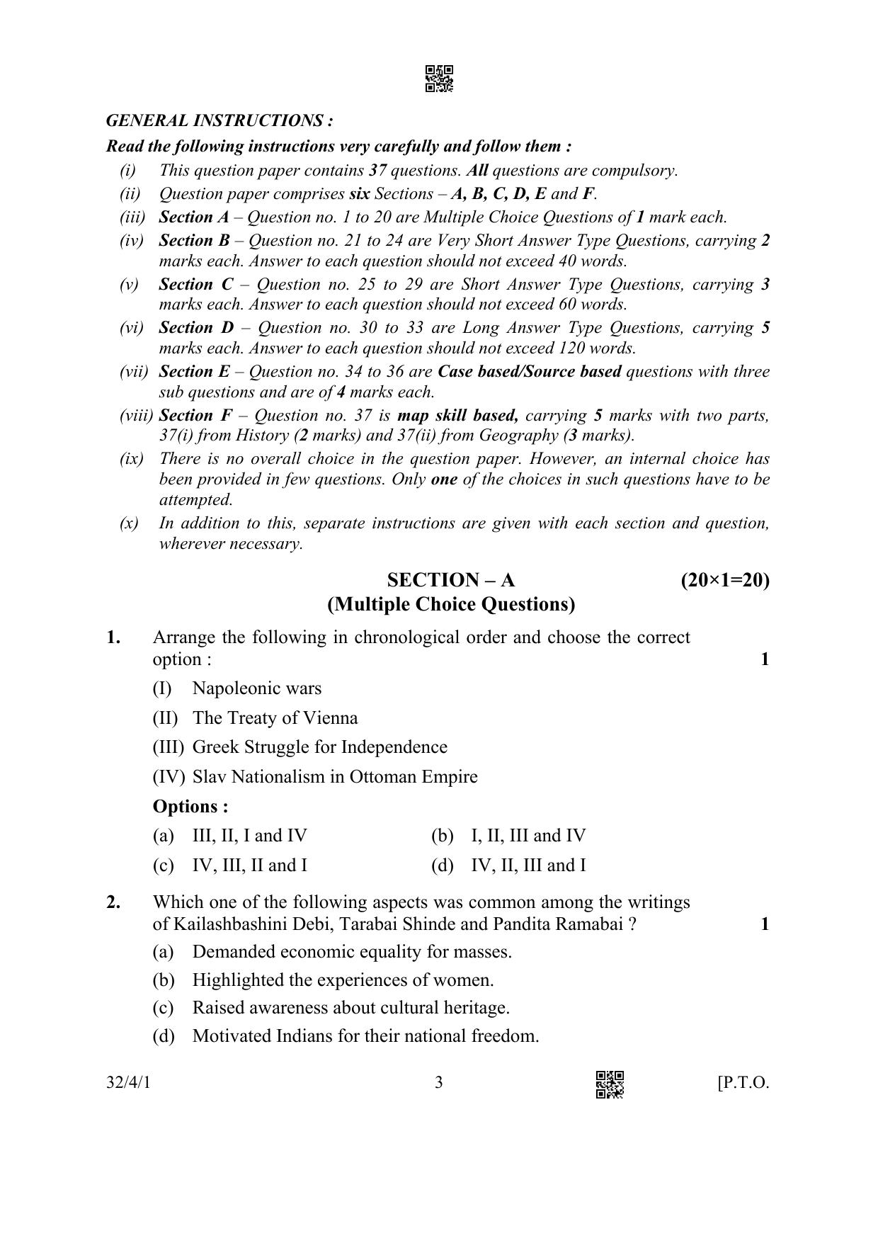CBSE Class 10 32-4-1 Social Science 2023 Question Paper - Page 3