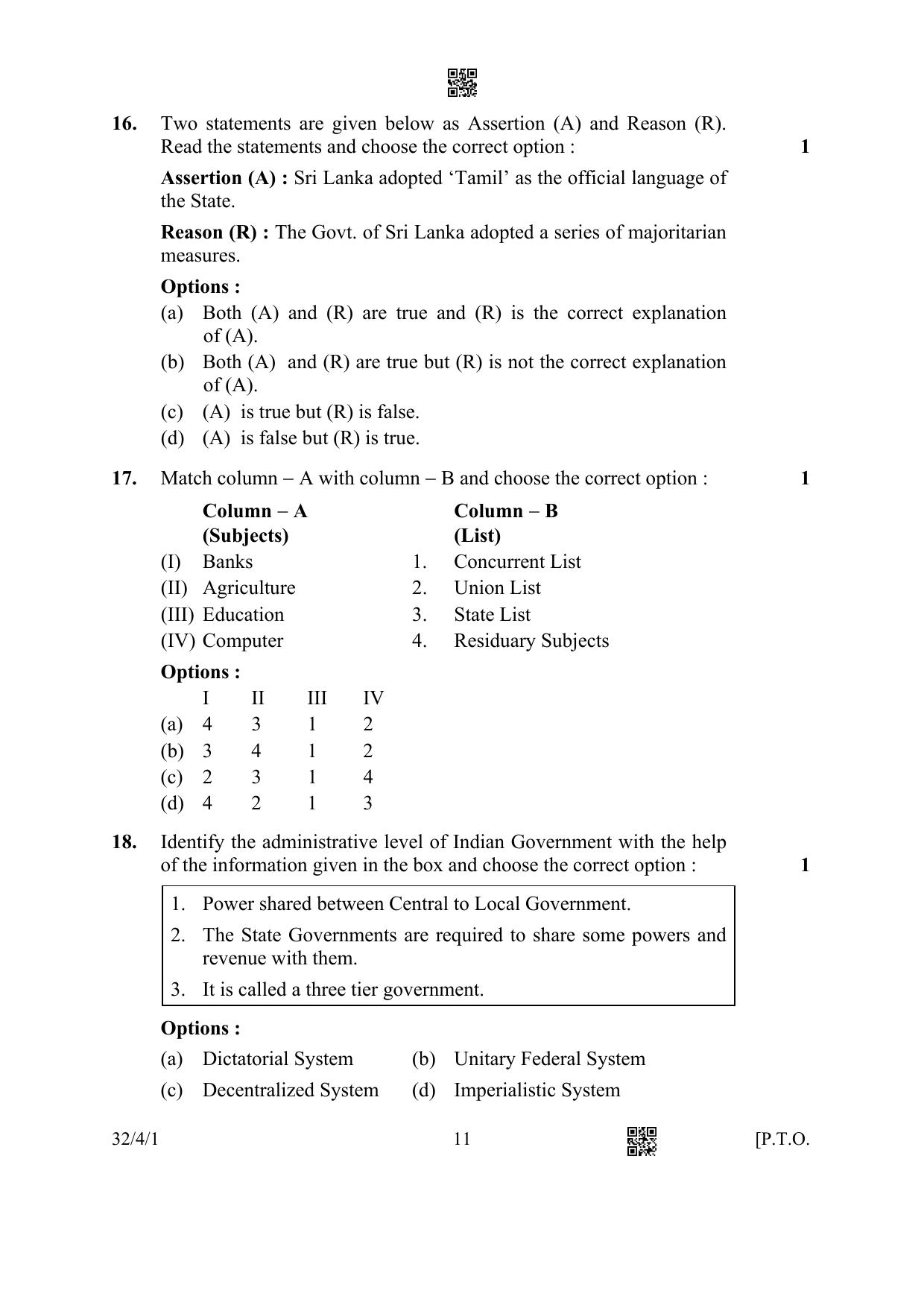 CBSE Class 10 32-4-1 Social Science 2023 Question Paper - Page 11