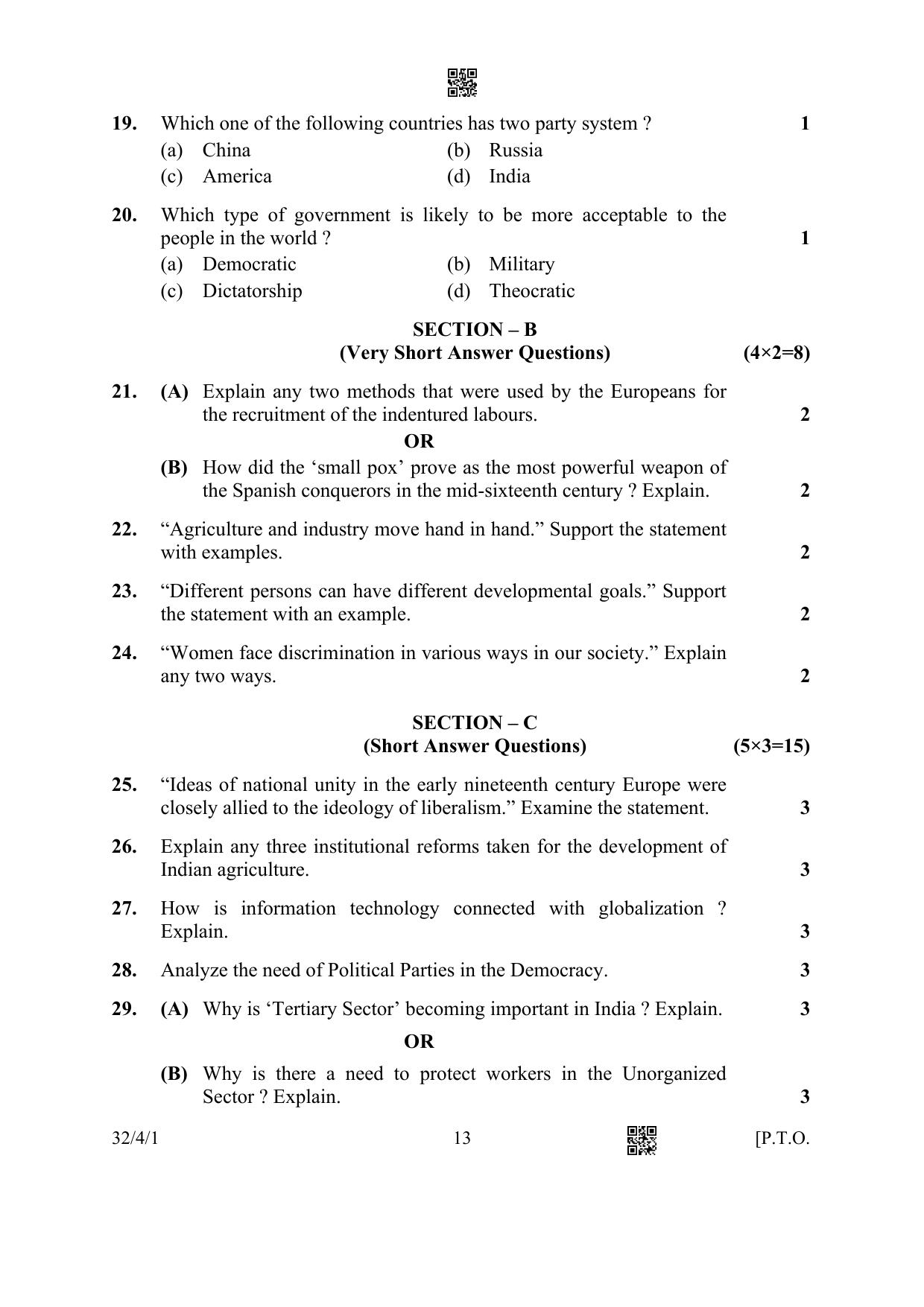 CBSE Class 10 32-4-1 Social Science 2023 Question Paper - Page 13
