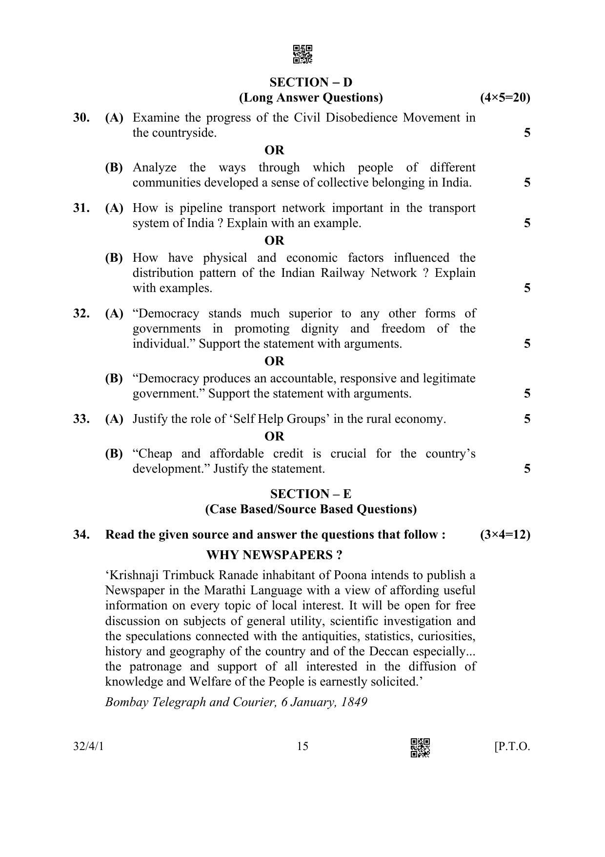 CBSE Class 10 32-4-1 Social Science 2023 Question Paper - Page 15