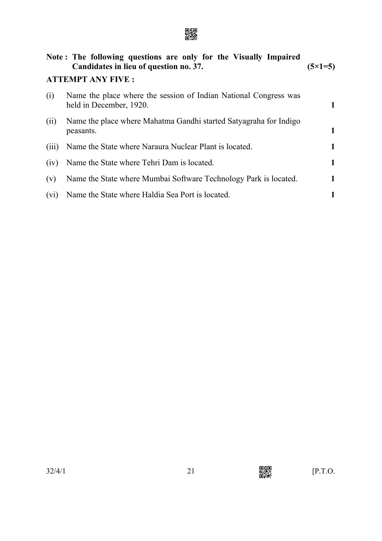 CBSE Class 10 32-4-1 Social Science 2023 Question Paper - Page 21