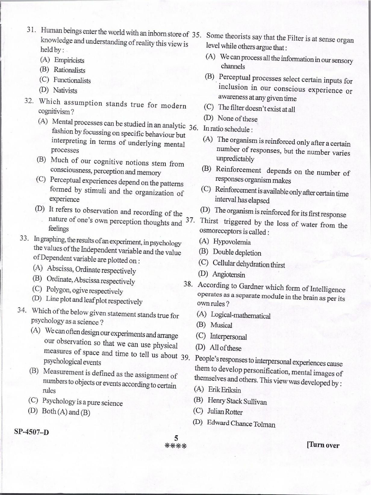 KUET 2024 M.A. Psychology Question Paper - Page 5