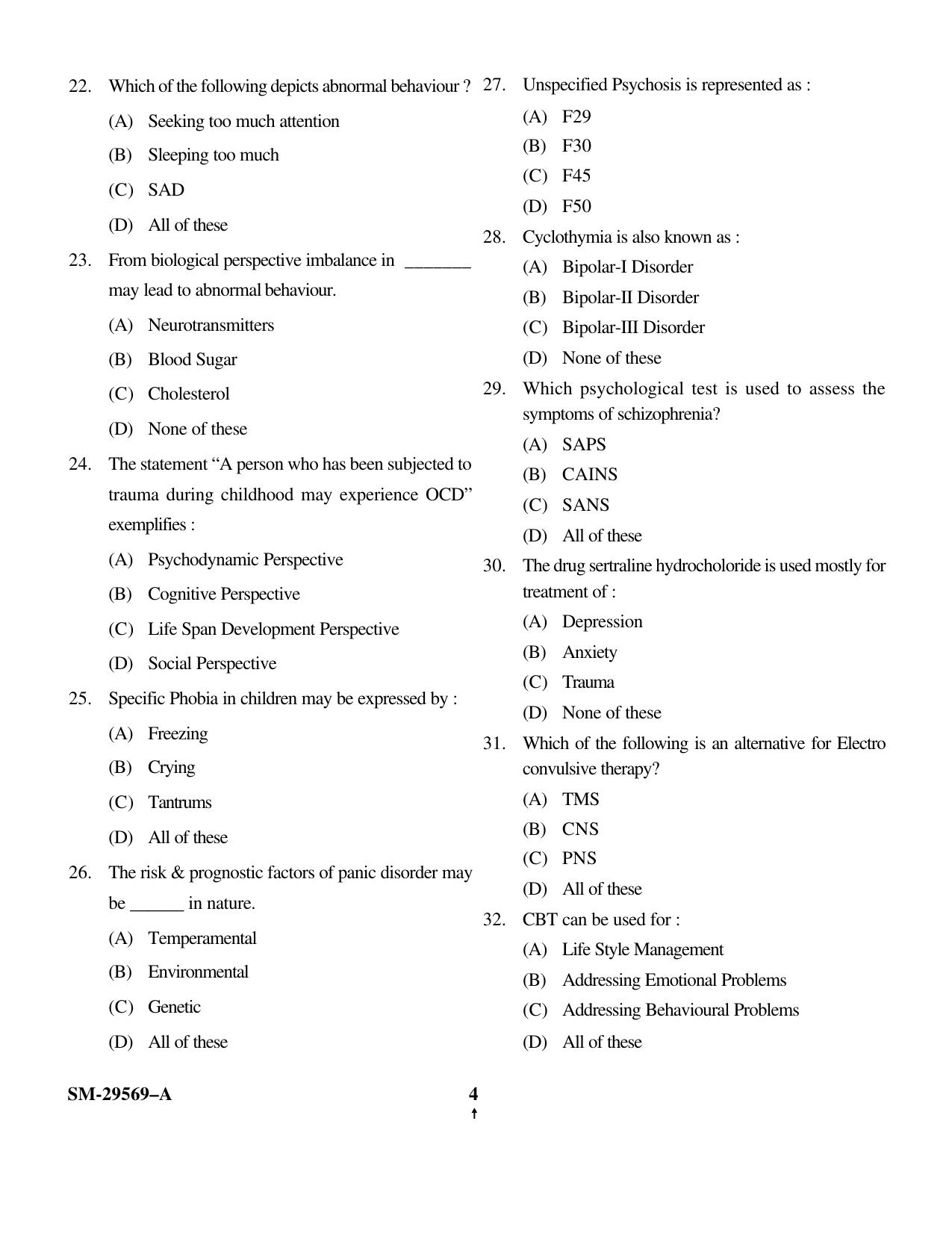 KUET 2024 M.A. Psychology Question Paper - Page 11