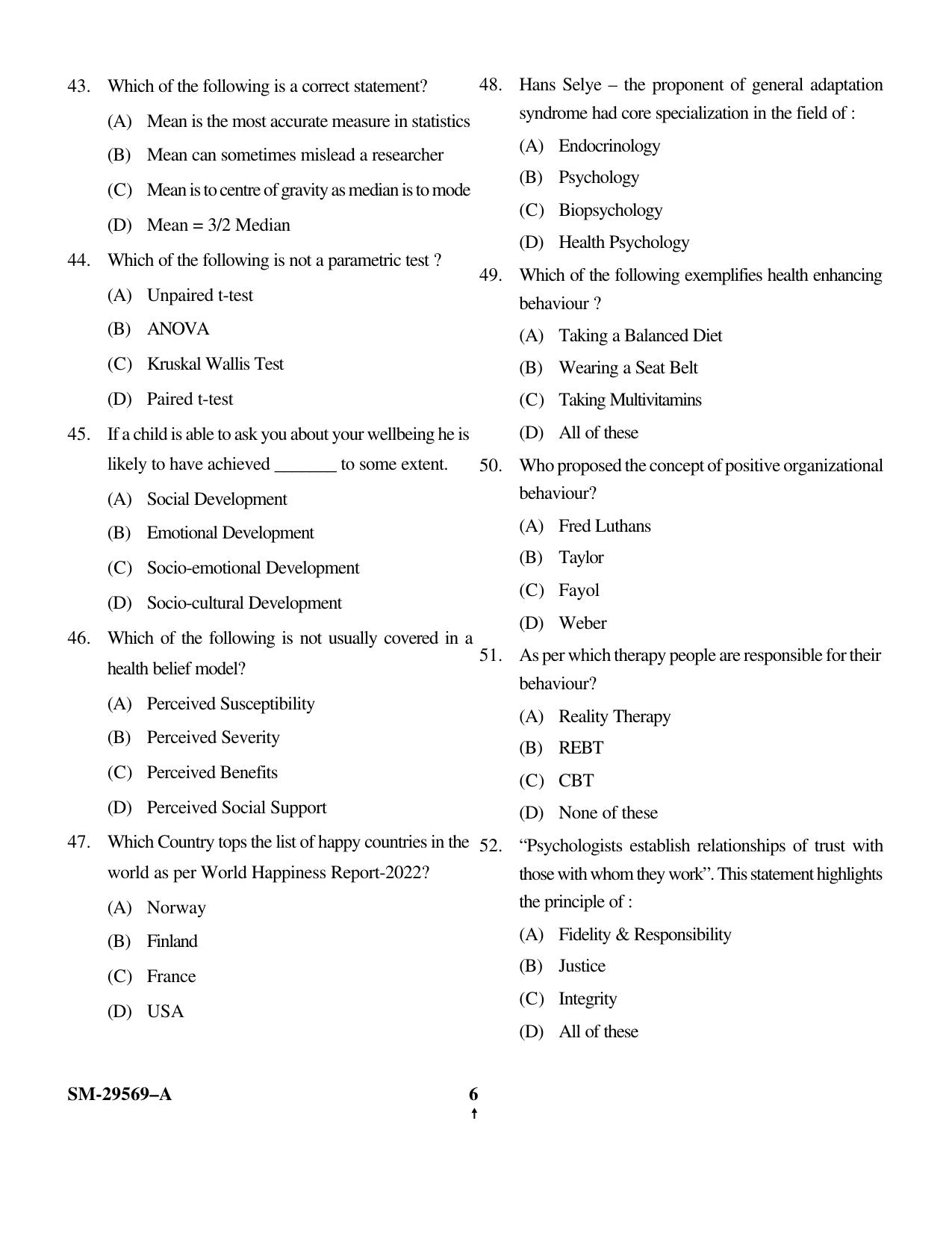 KUET 2024 M.A. Psychology Question Paper - Page 13