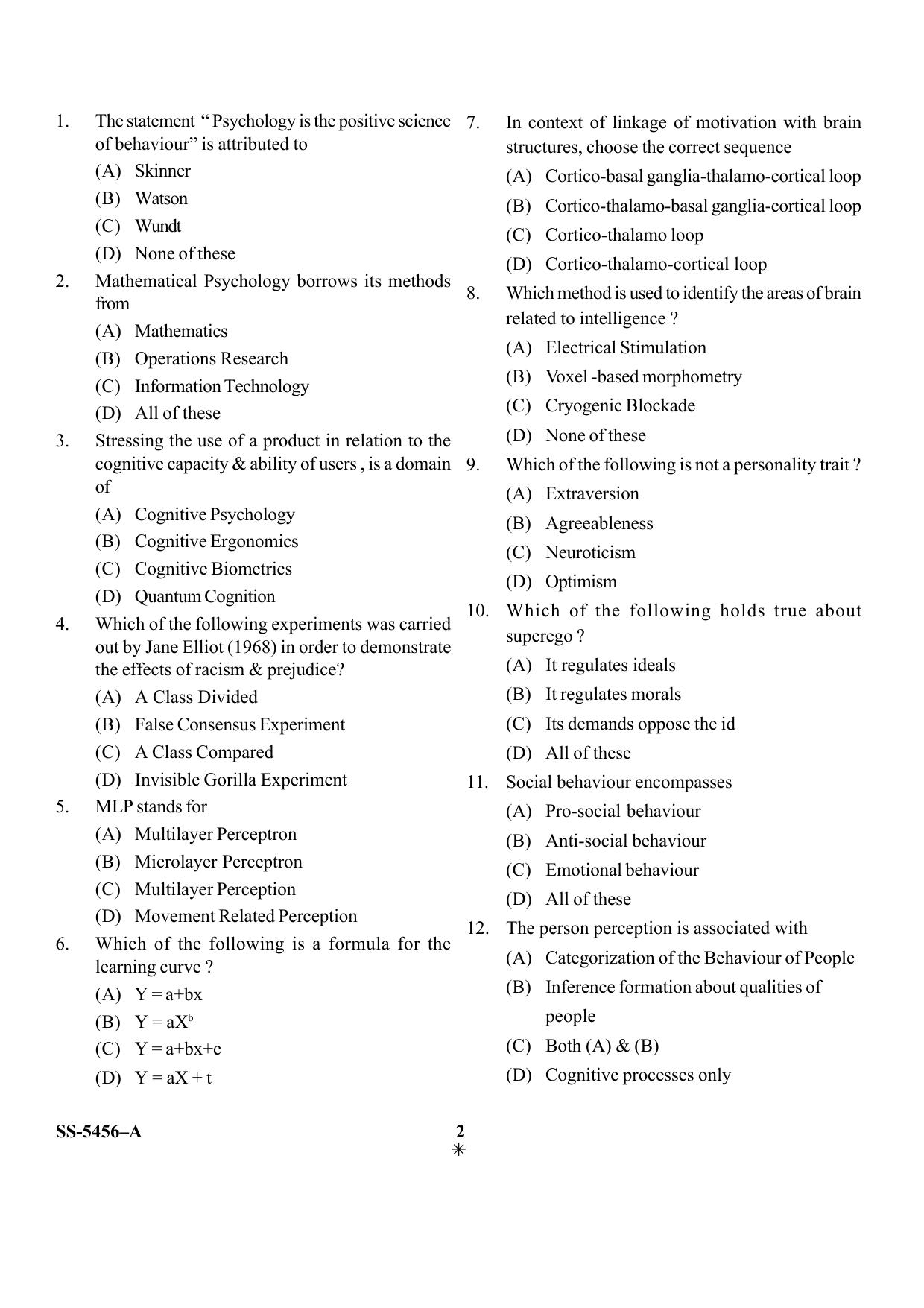 KUET 2024 M.A. Psychology Question Paper - Page 17
