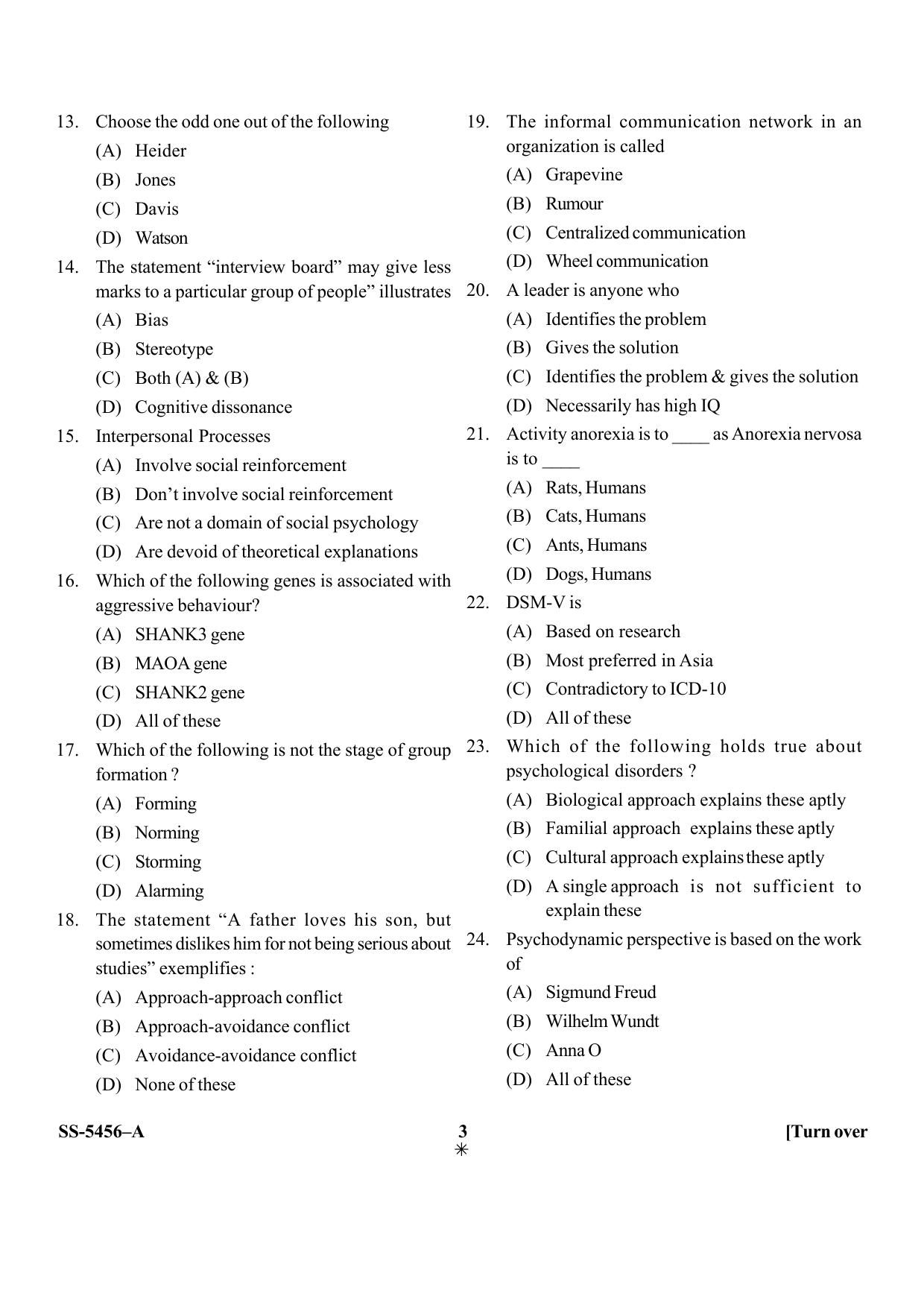 KUET 2024 M.A. Psychology Question Paper - Page 18