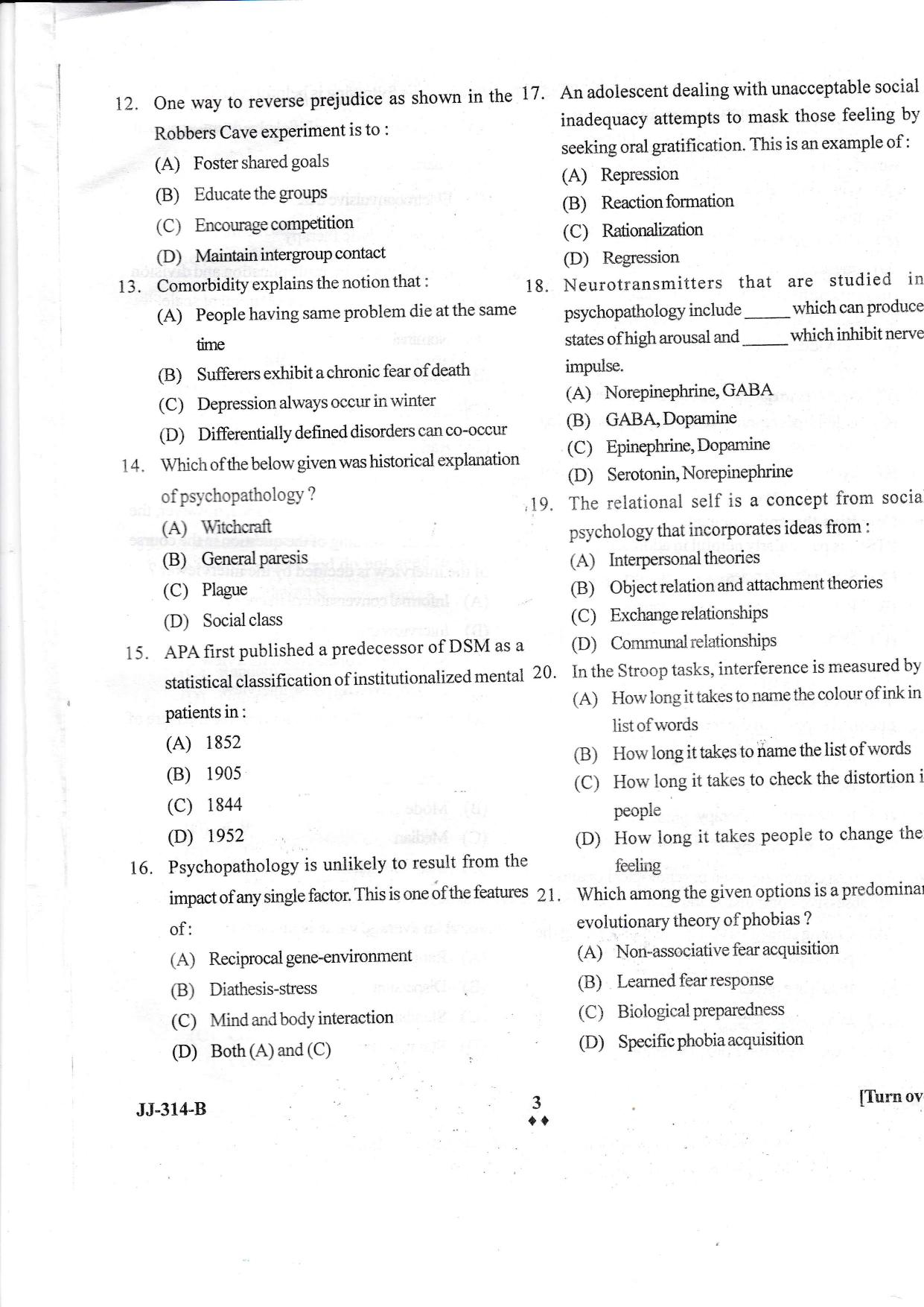KUET 2024 M.A. Psychology Question Paper - Page 25