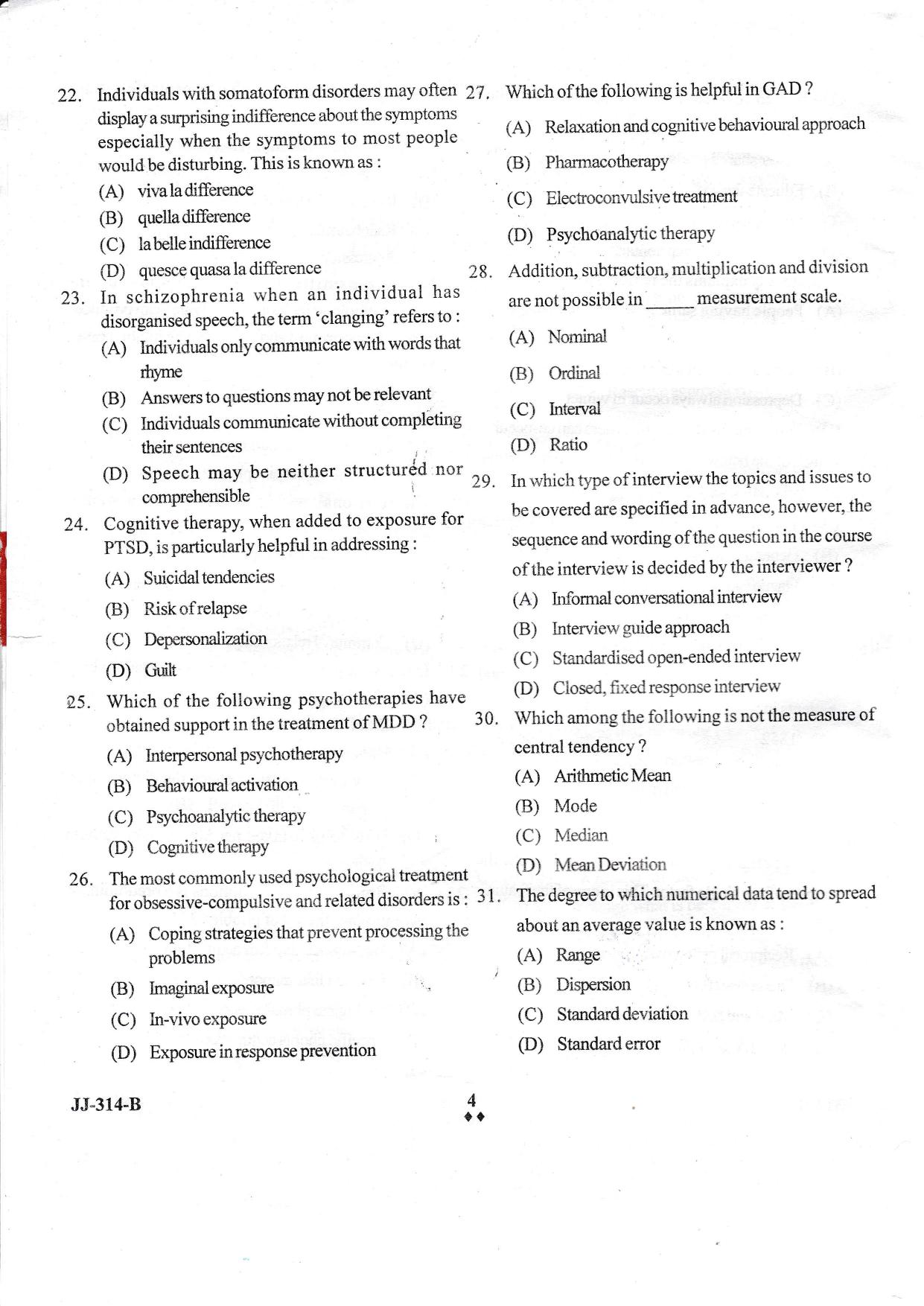 KUET 2024 M.A. Psychology Question Paper - Page 26