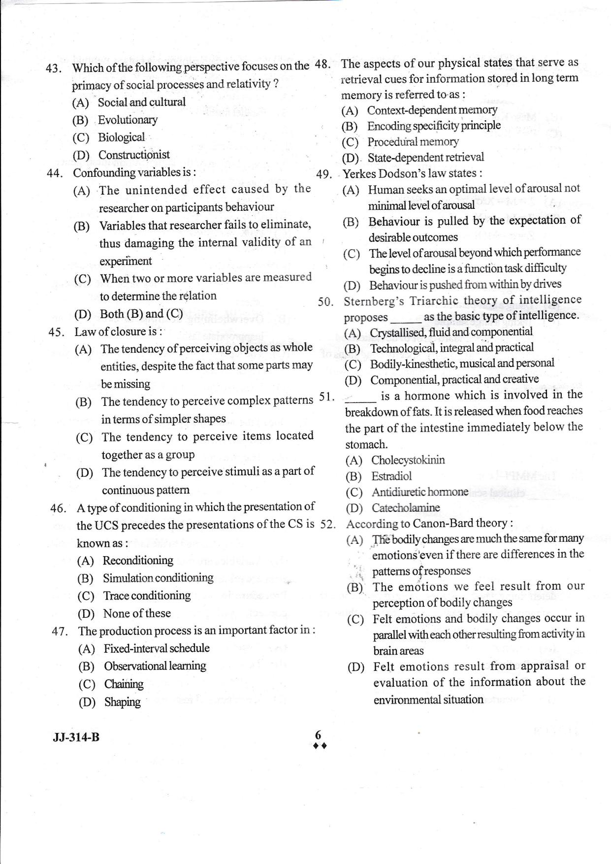 KUET 2024 M.A. Psychology Question Paper - Page 28