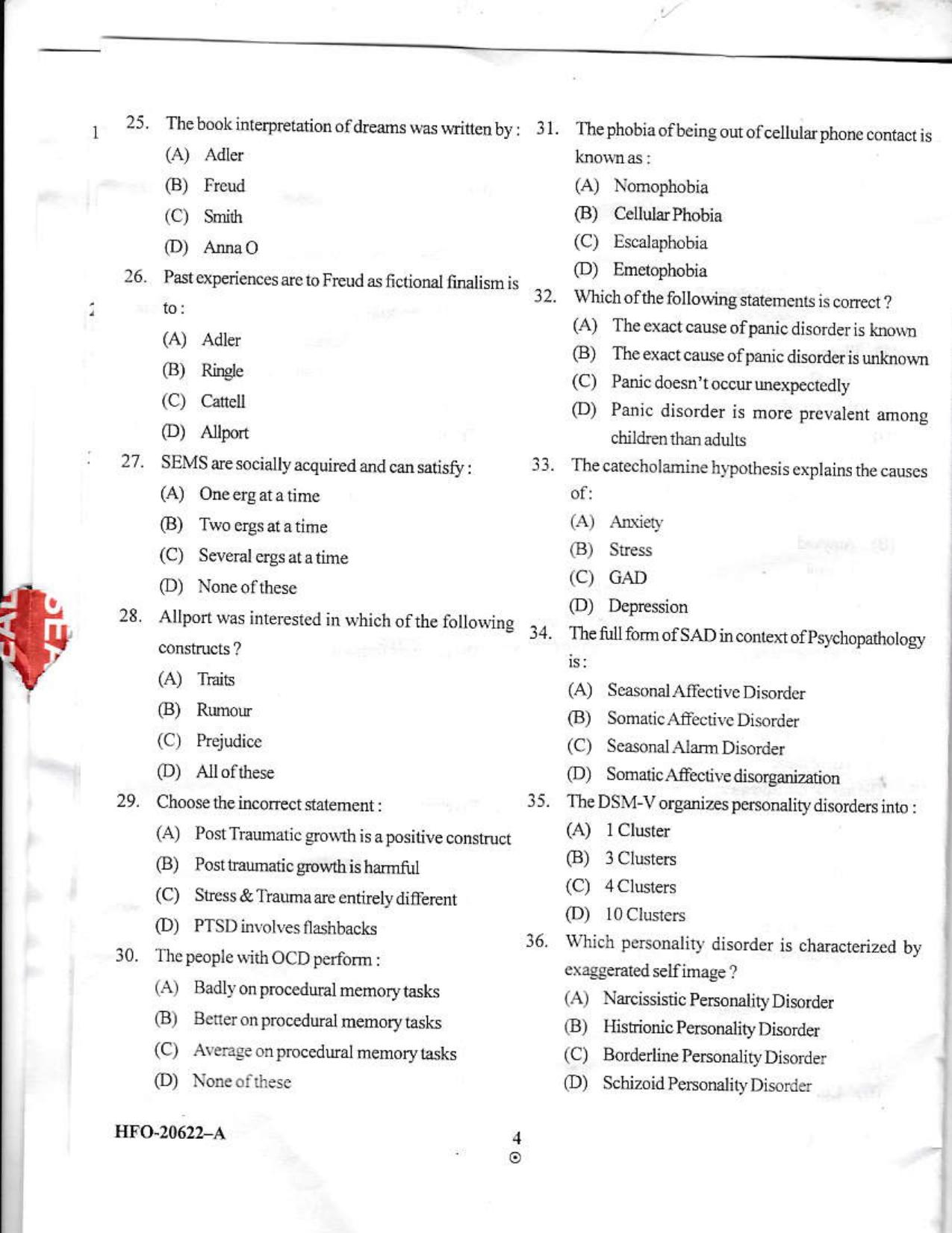 KUET 2024 M.A. Psychology Question Paper - Page 32