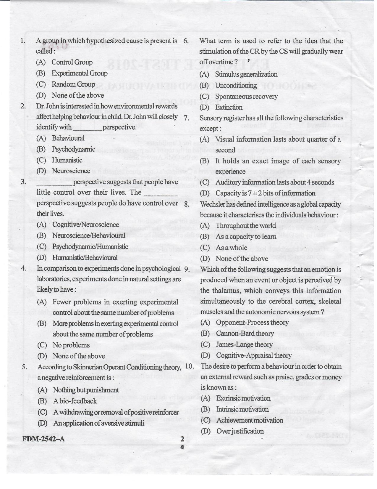 KUET 2024 M.A. Psychology Question Paper - Page 35