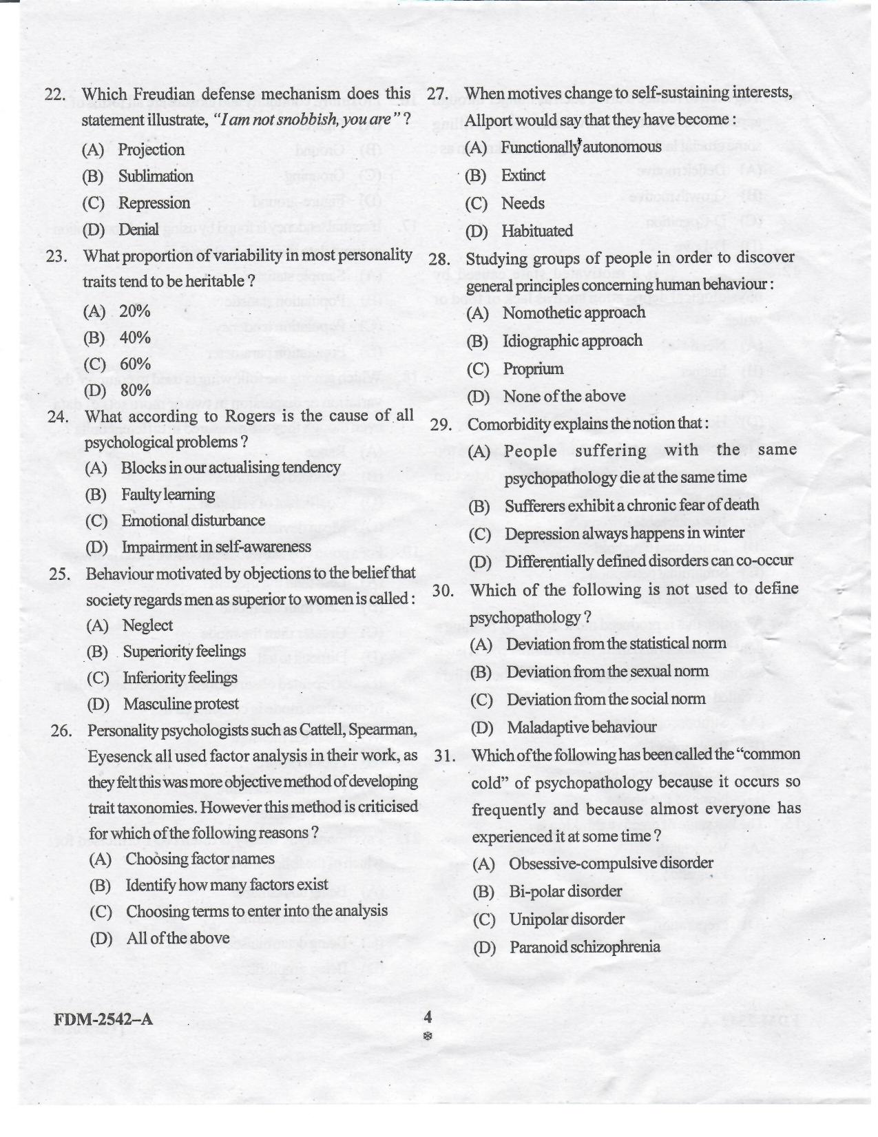KUET 2024 M.A. Psychology Question Paper - Page 37