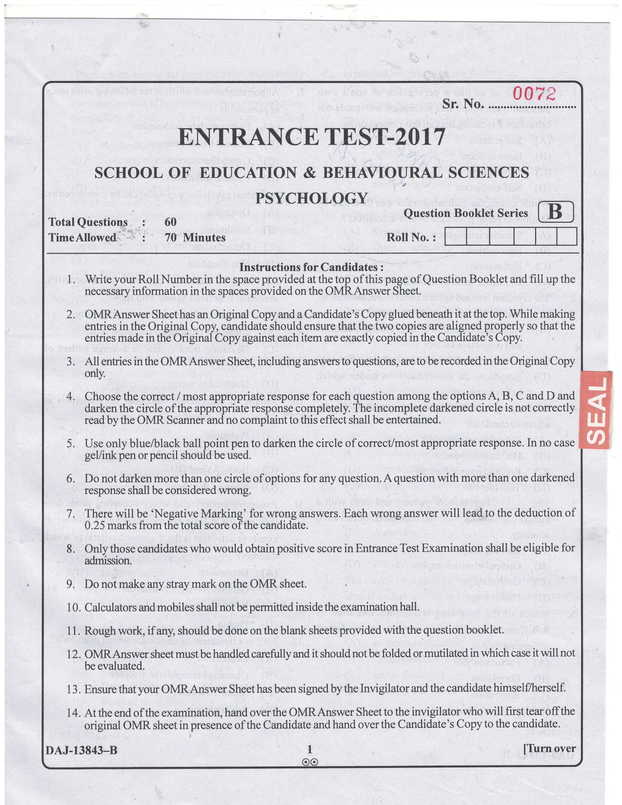 KUET 2024 M.A. Psychology Question Paper - Page 41