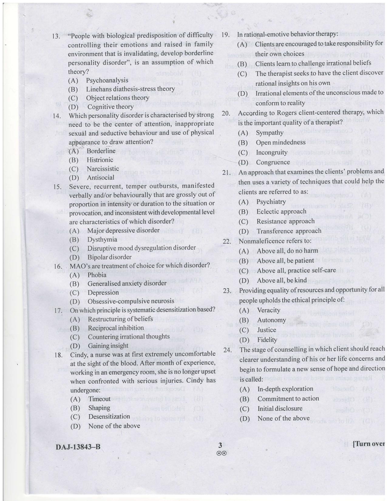 KUET 2024 M.A. Psychology Question Paper - Page 43