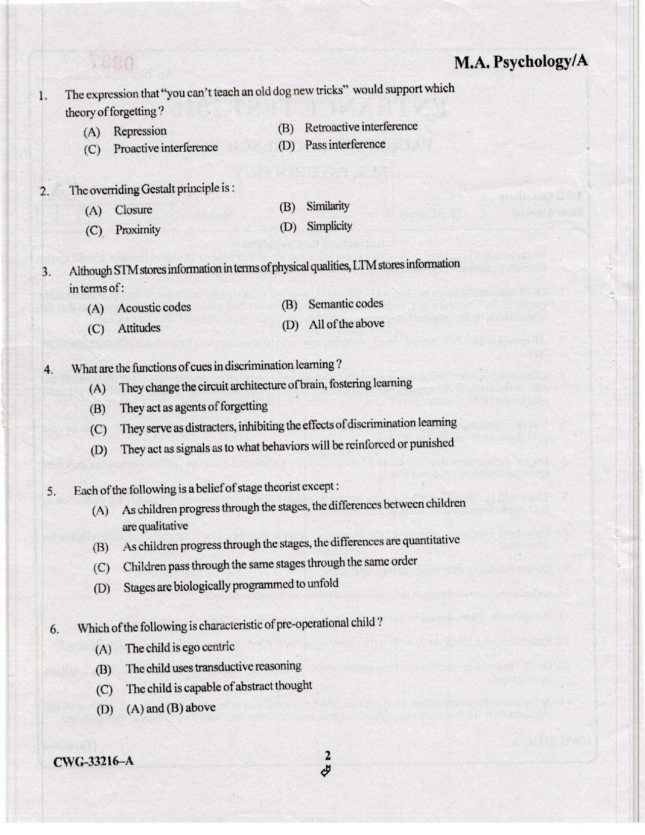 KUET 2024 M.A. Psychology Question Paper - Page 48