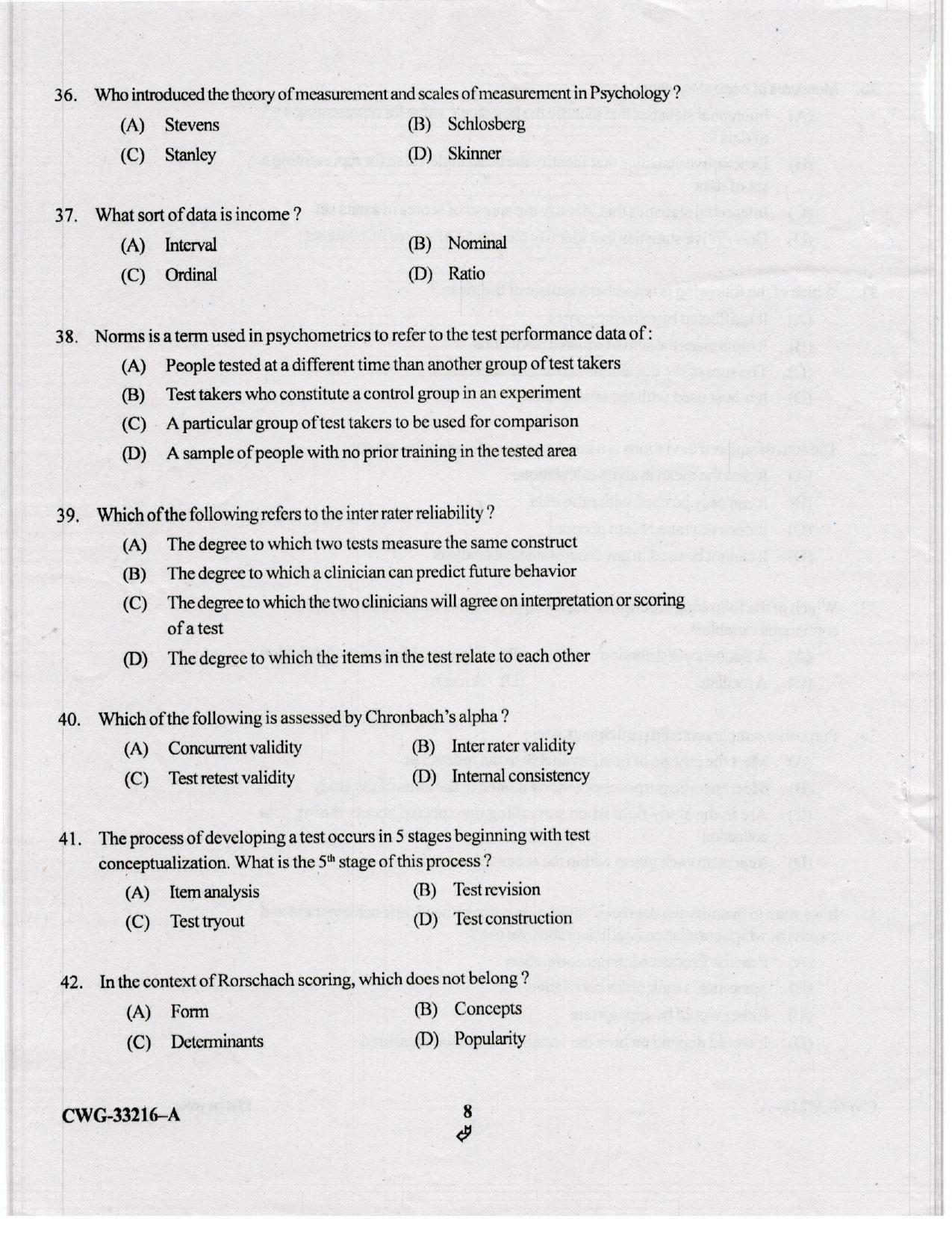 KUET 2024 M.A. Psychology Question Paper - Page 54