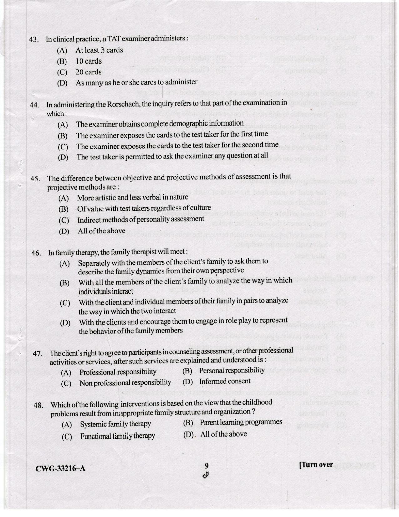 KUET 2024 M.A. Psychology Question Paper - Page 55