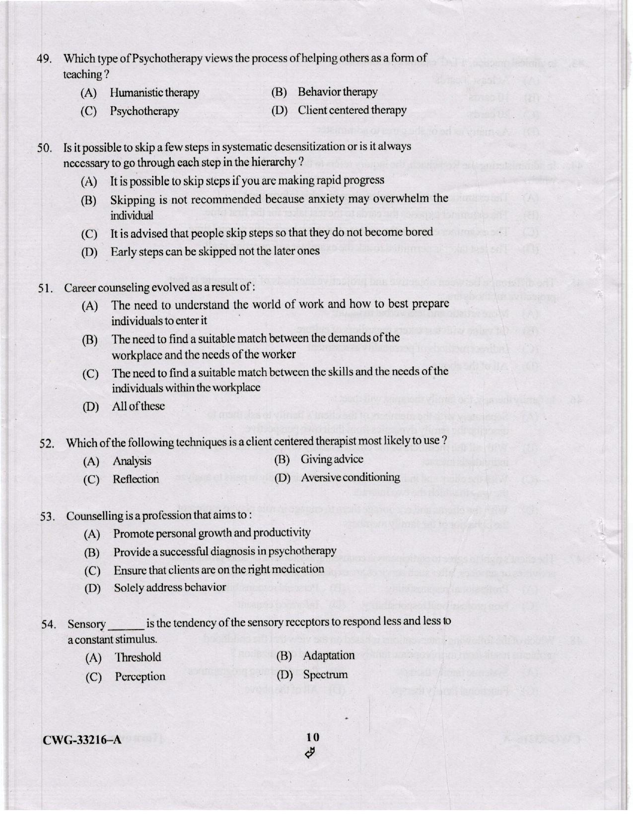KUET 2024 M.A. Psychology Question Paper - Page 56