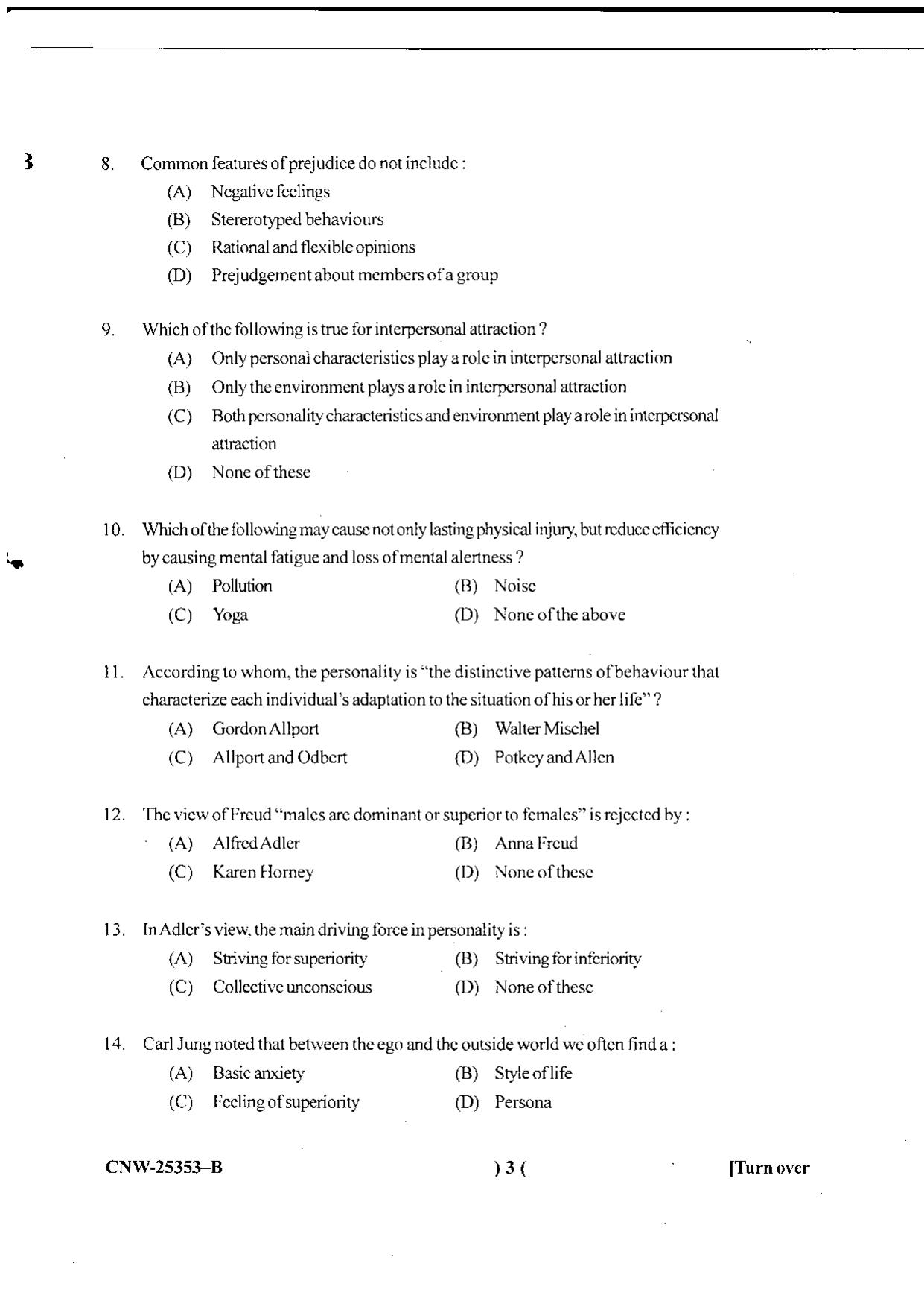 KUET 2024 M.A. Psychology Question Paper - Page 60