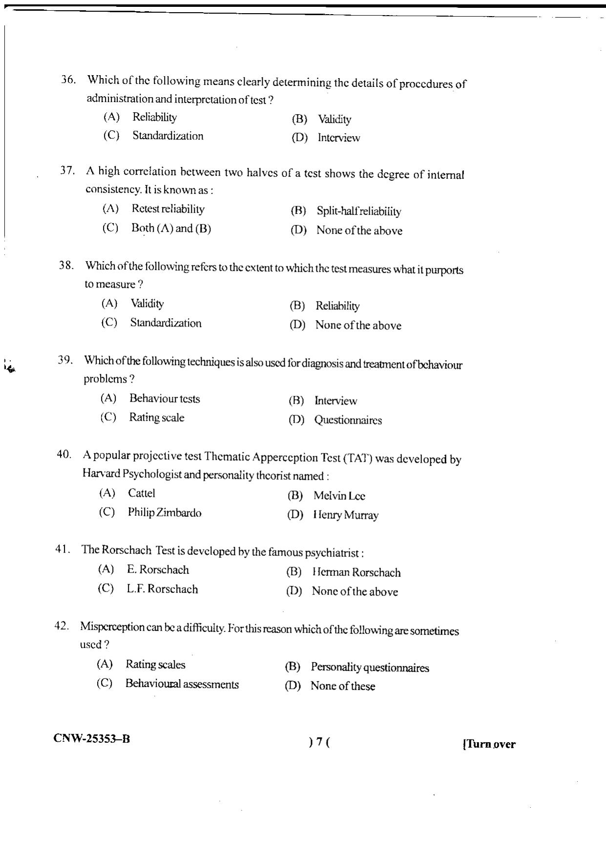 KUET 2024 M.A. Psychology Question Paper - Page 64