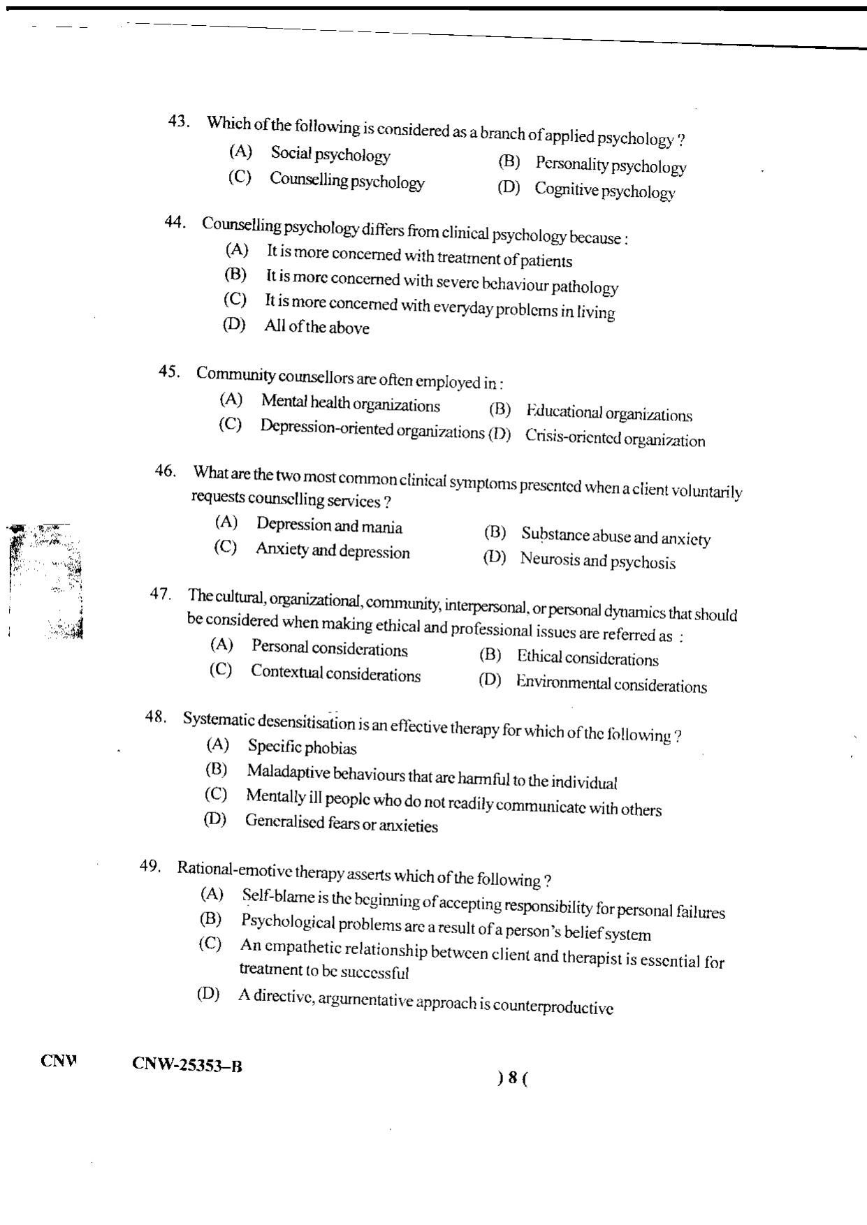 KUET 2024 M.A. Psychology Question Paper - Page 65