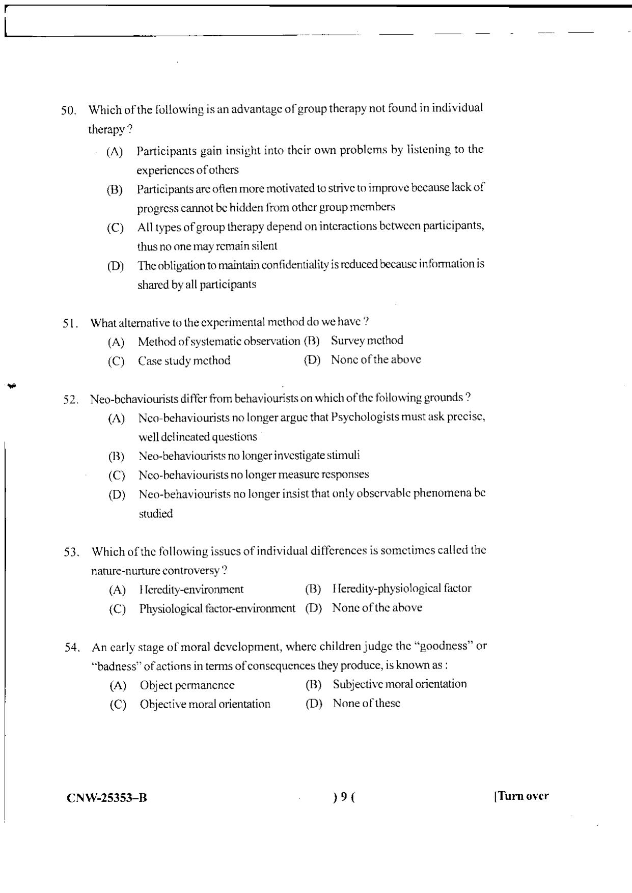 KUET 2024 M.A. Psychology Question Paper - Page 66