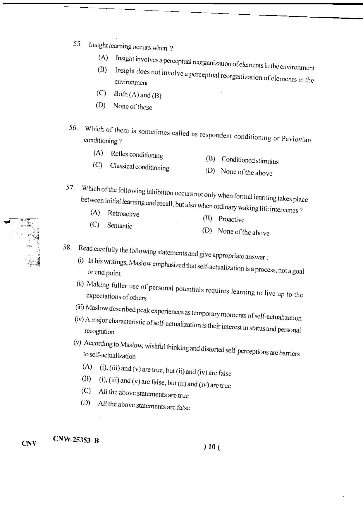 KUET 2024 M.A. Psychology Question Paper - Page 67