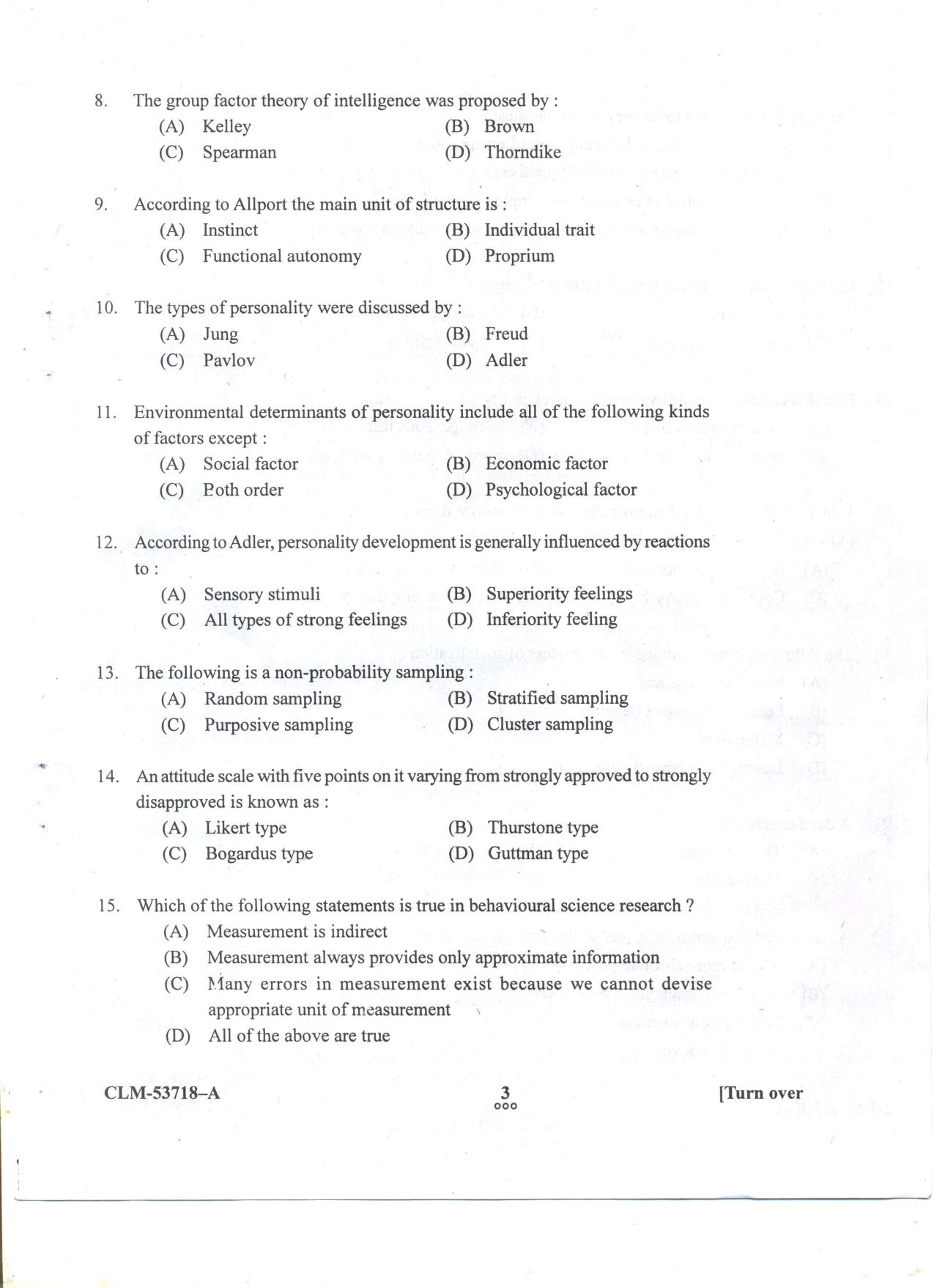 KUET 2024 M.A. Psychology Question Paper - Page 70