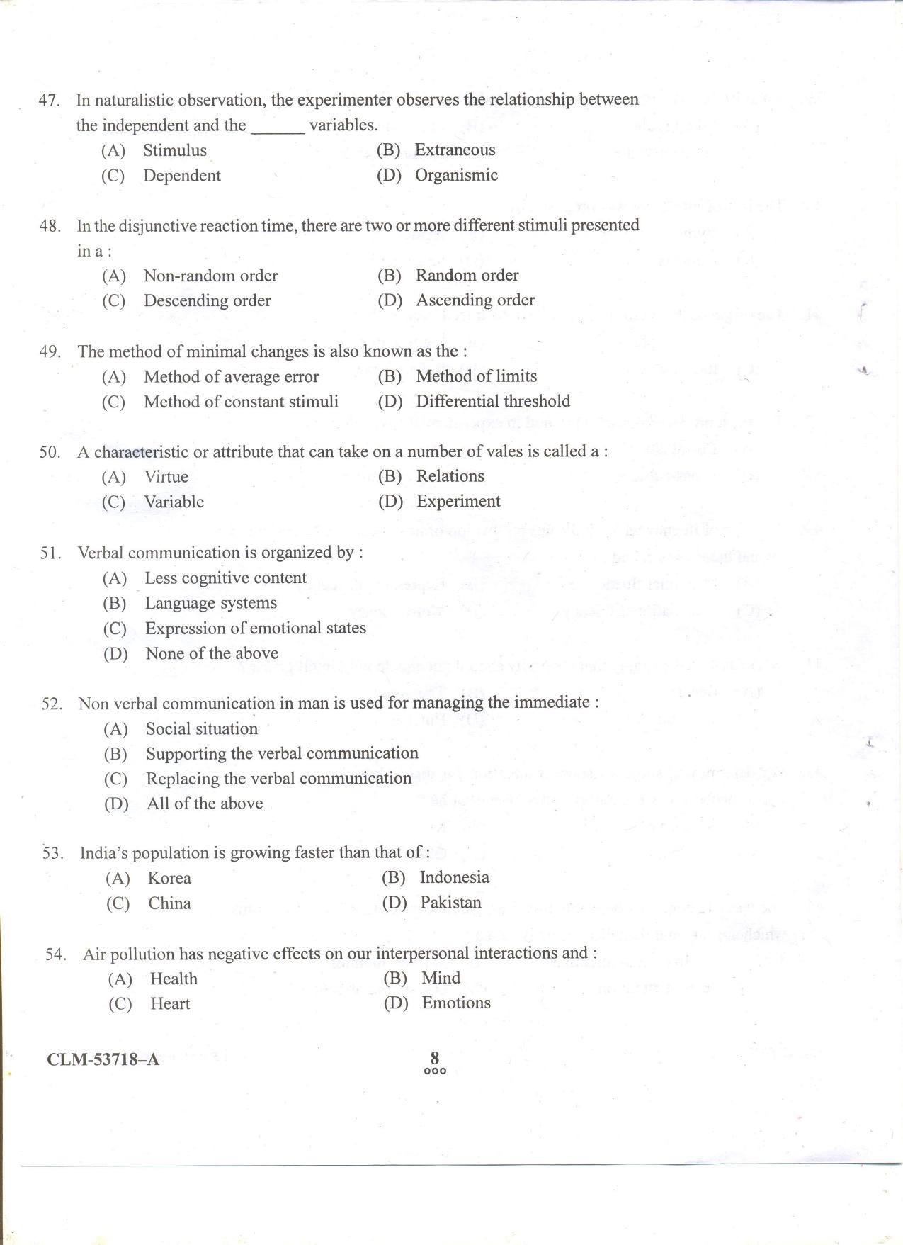 KUET 2024 M.A. Psychology Question Paper - Page 75