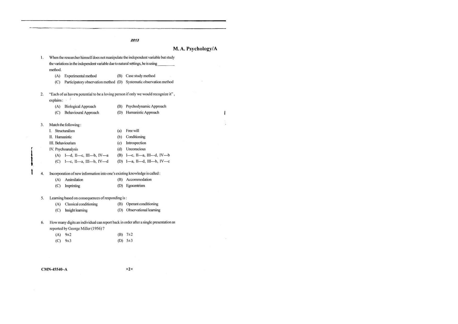 KUET 2024 M.A. Psychology Question Paper - Page 77