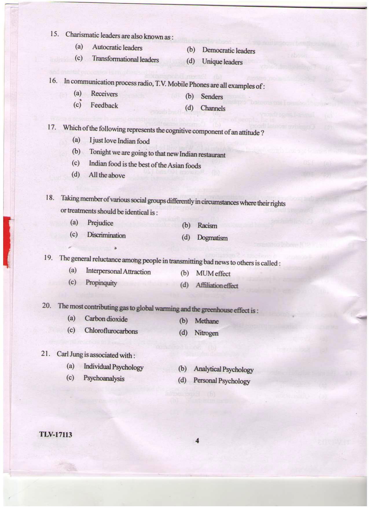 KUET 2024 M.A. Psychology Question Paper - Page 97
