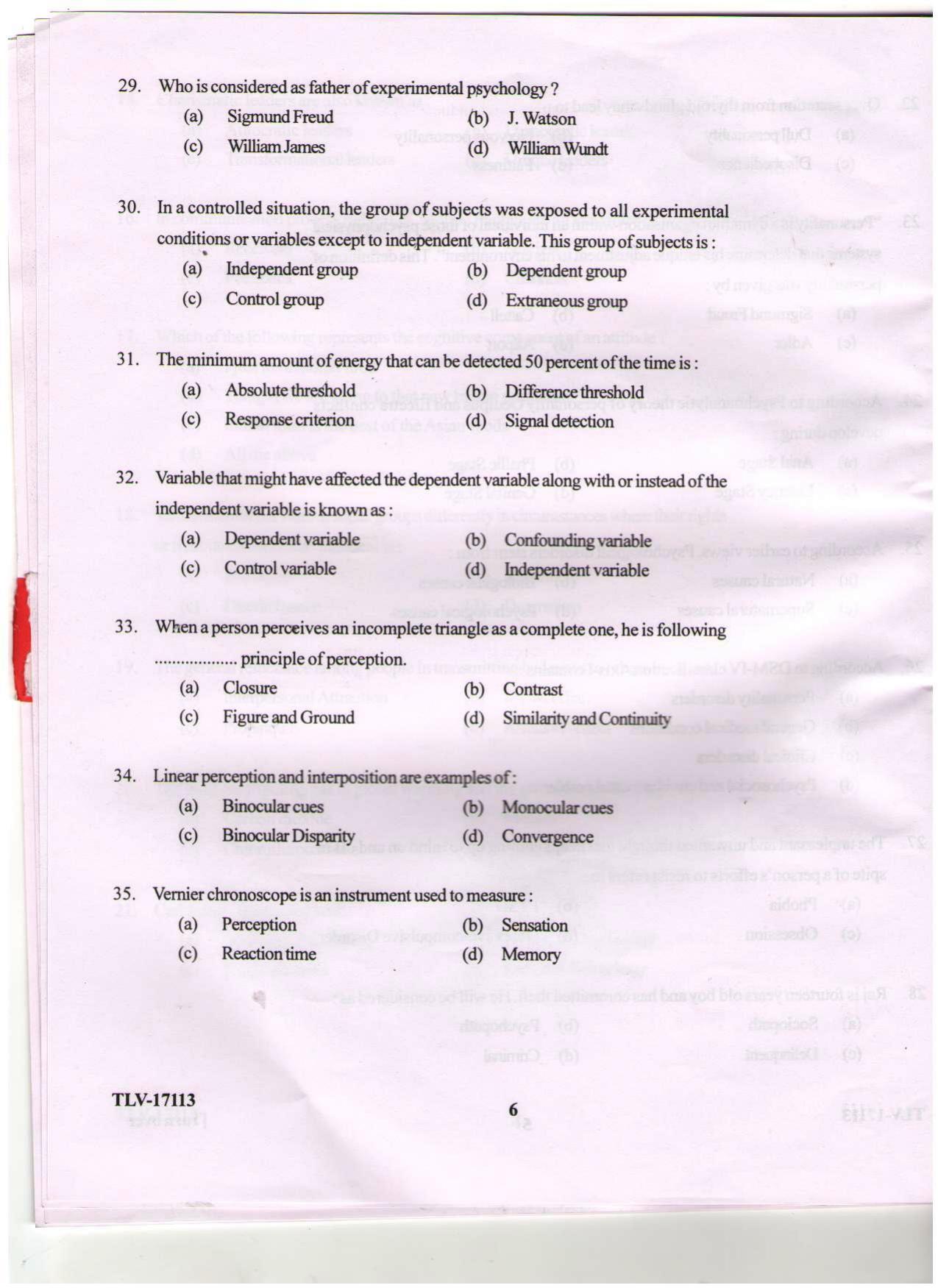 KUET 2024 M.A. Psychology Question Paper - Page 99