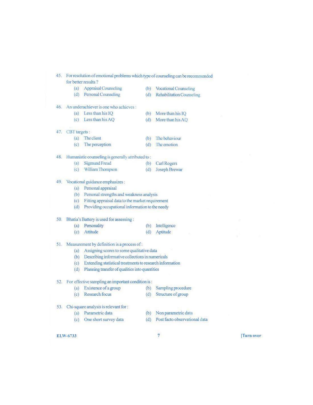 KUET 2024 M.A. Psychology Question Paper - Page 109