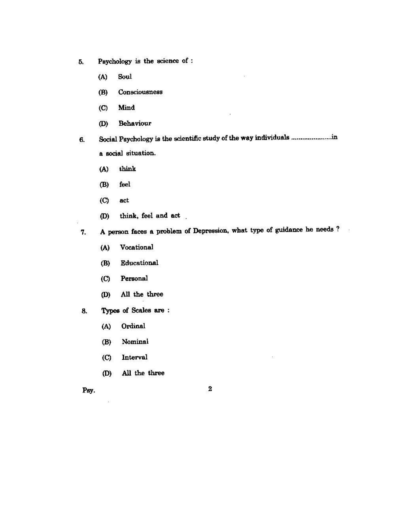 KUET 2024 M.A. Psychology Question Paper - Page 112
