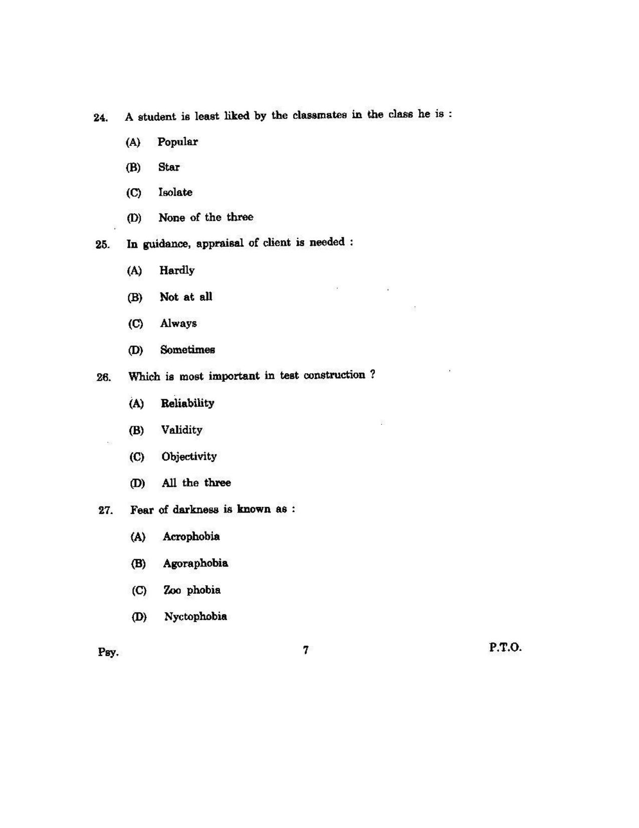 KUET 2024 M.A. Psychology Question Paper - Page 117