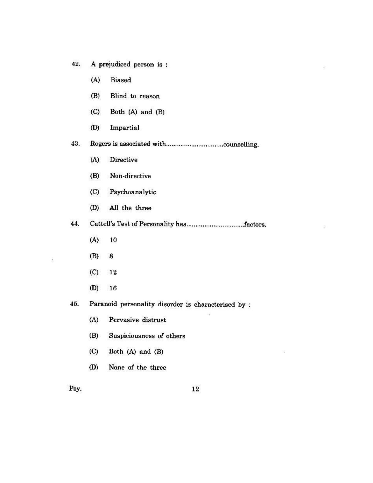 KUET 2024 M.A. Psychology Question Paper - Page 122
