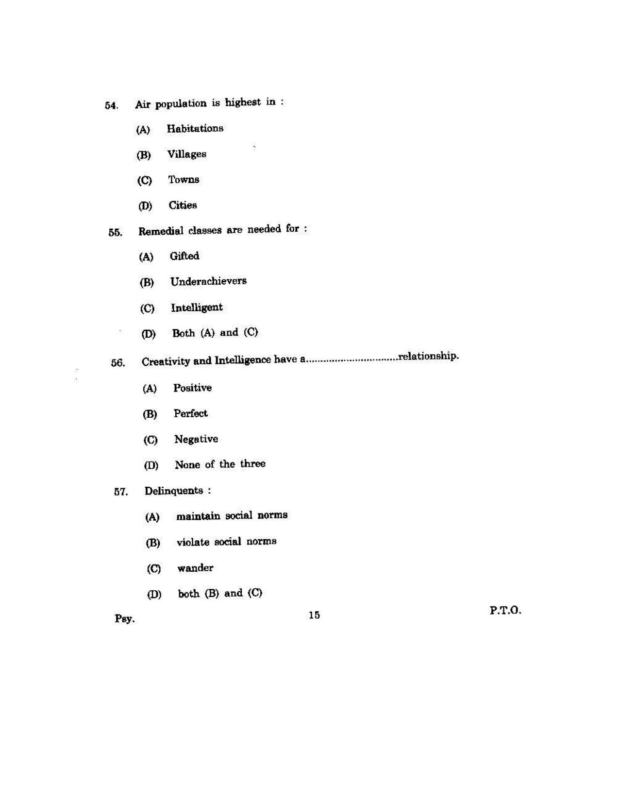 KUET 2024 M.A. Psychology Question Paper - Page 125