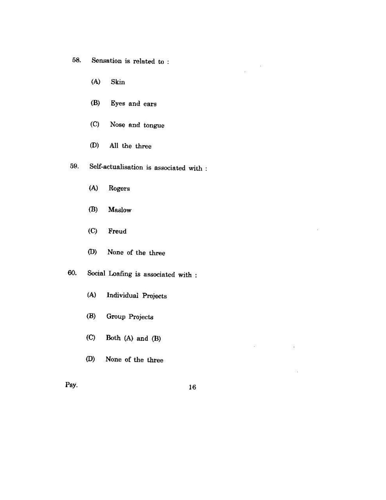 KUET 2024 M.A. Psychology Question Paper - Page 126