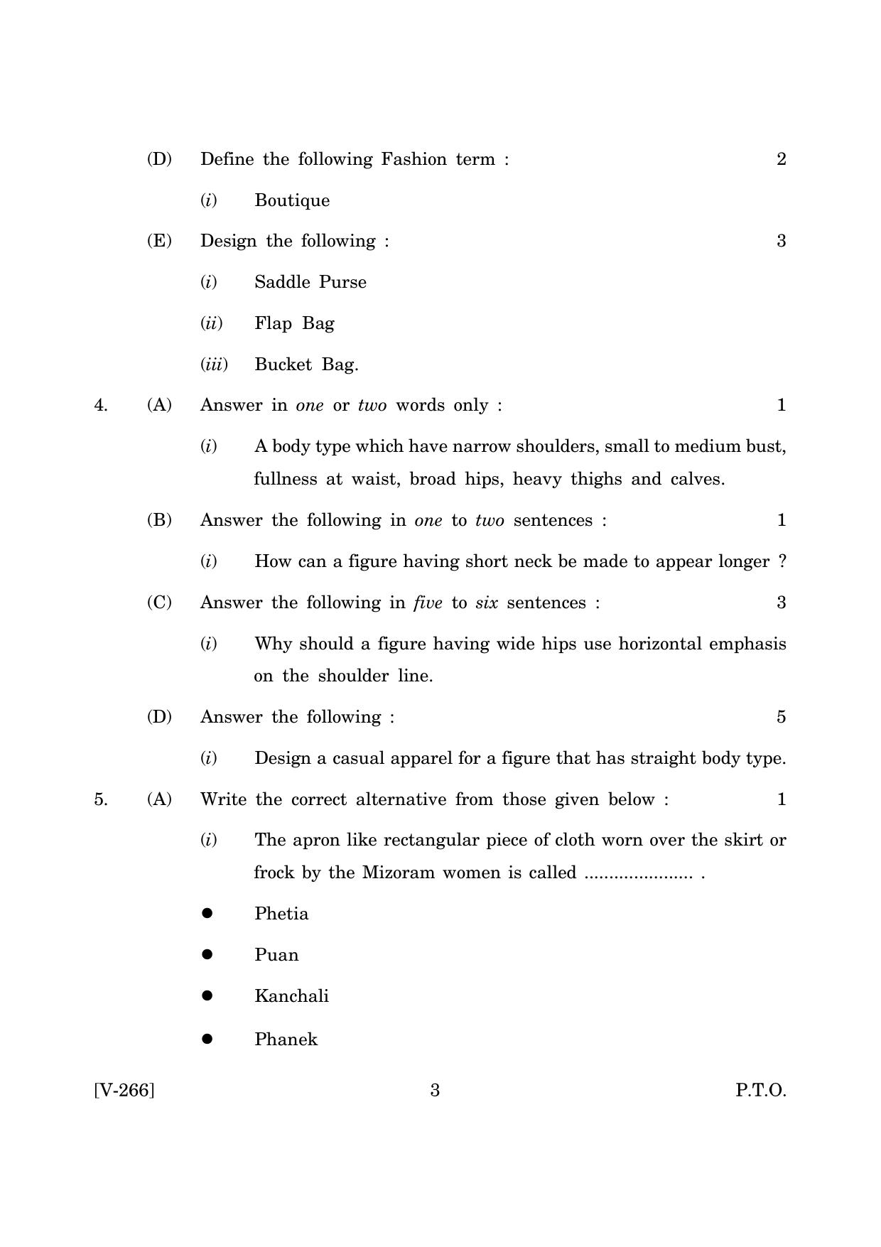 Goa Board Class 12 Apparel Designing & Decoration  2019 (March 2019) Question Paper - Page 3