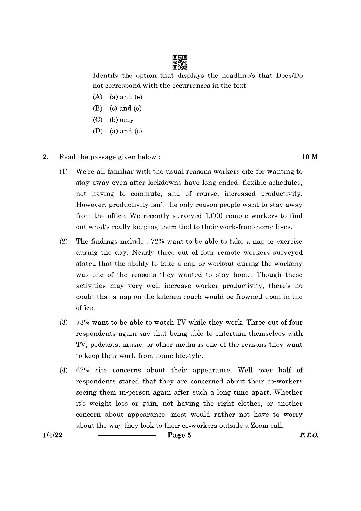CBSE Class 12 1-4-2 English Core 2024 Question Paper - Page 5
