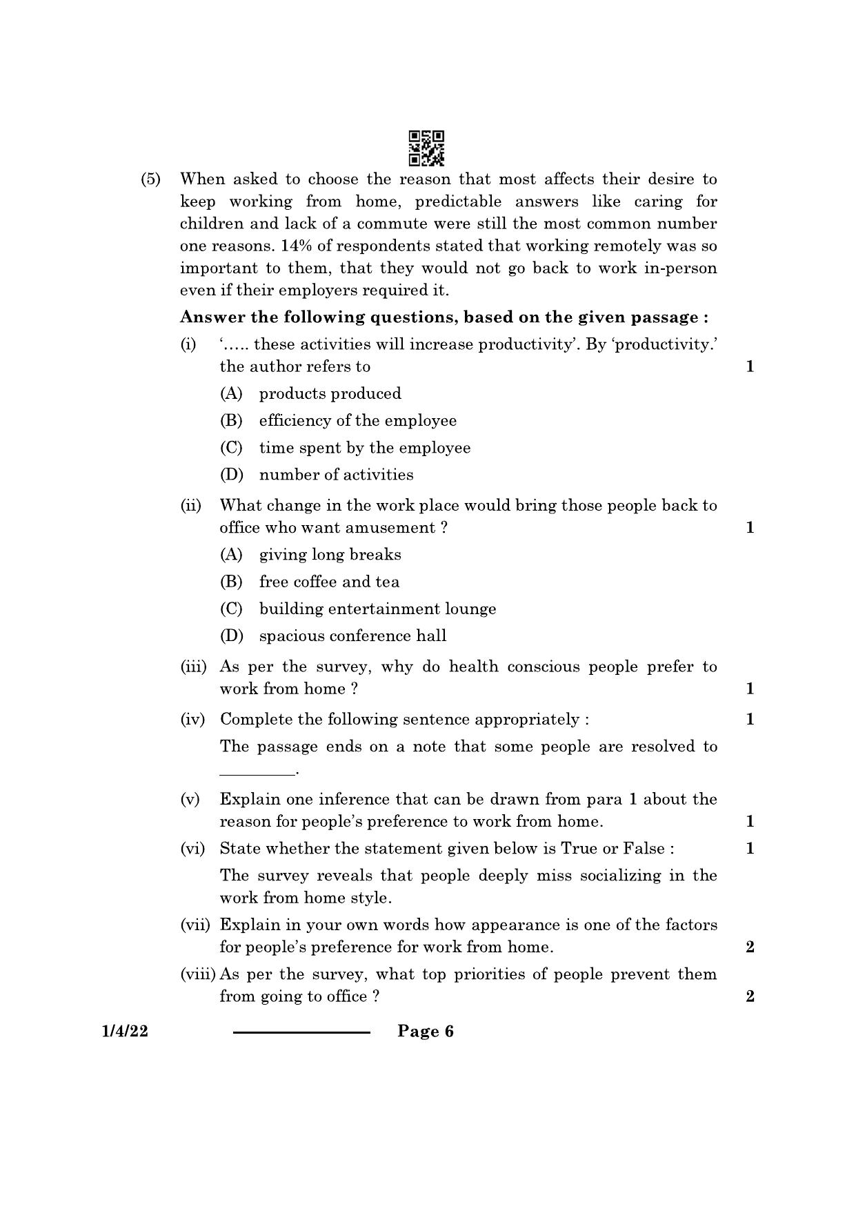 CBSE Class 12 1-4-2 English Core 2024 Question Paper - Page 6