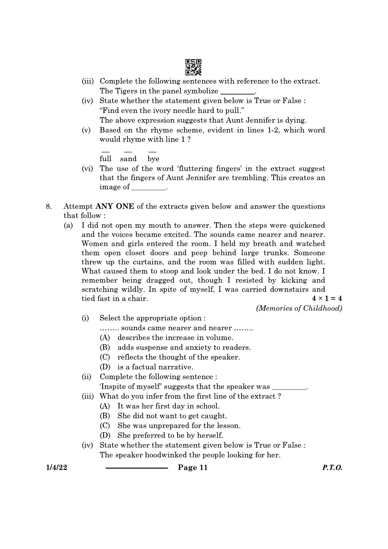 CBSE Class 12 1-4-2 English Core 2024 Question Paper - Page 11