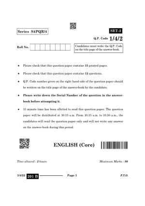 CBSE Class 12 1-4-2 English Core 2024 Question Paper