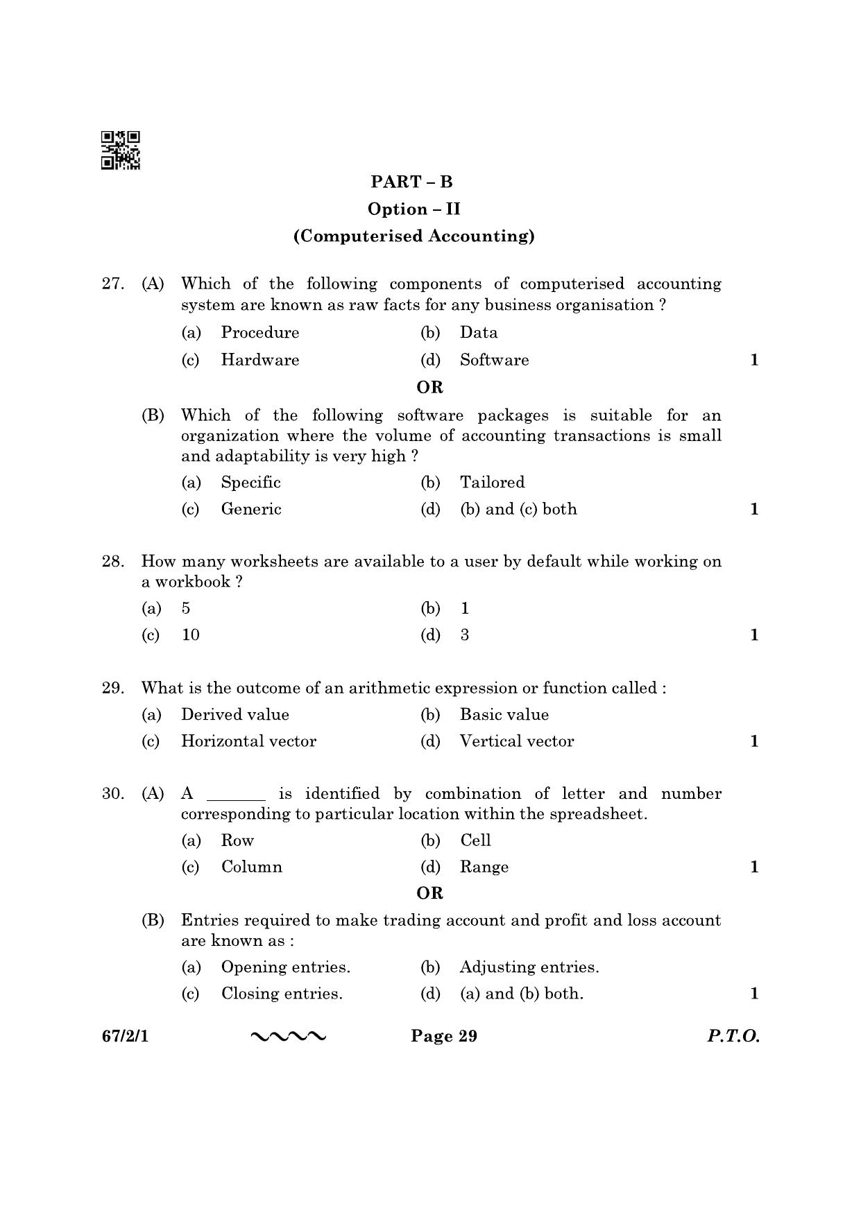 CBSE Class 12 67-2-1 Accountancy 2023 Question Paper - Page 29